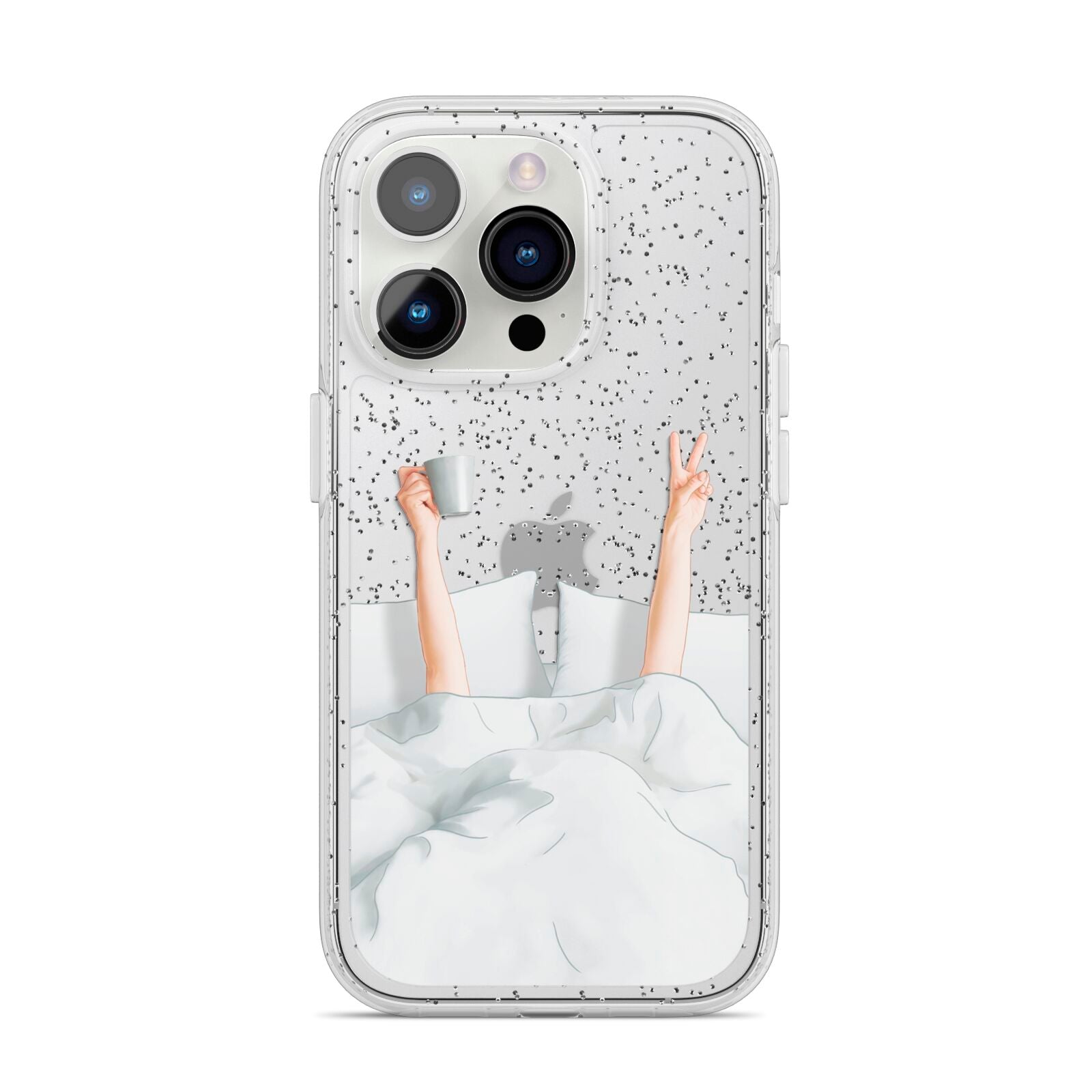 Morning Coffee iPhone 14 Pro Glitter Tough Case Silver