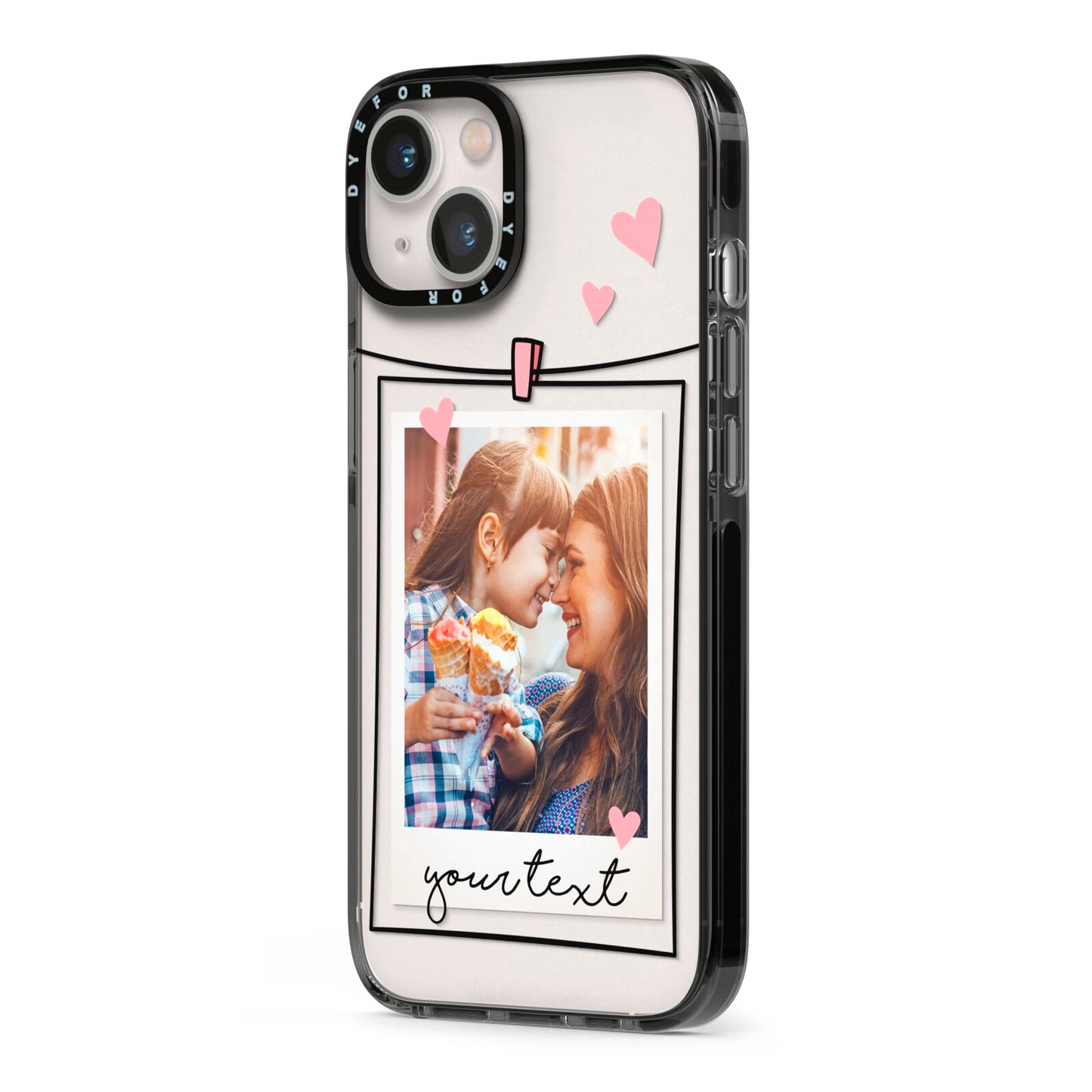 Mother s Day Photo iPhone 13 Black Impact Case Side Angle on Silver phone