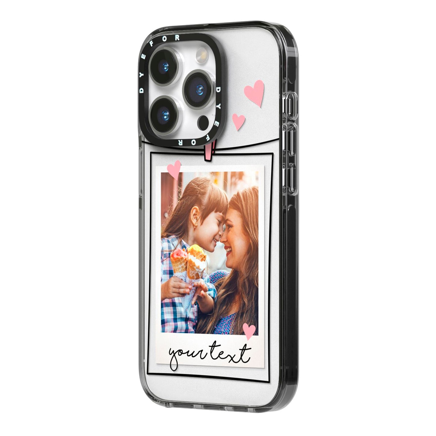 Mother s Day Photo iPhone 14 Pro Black Impact Case Side Angle on Silver phone