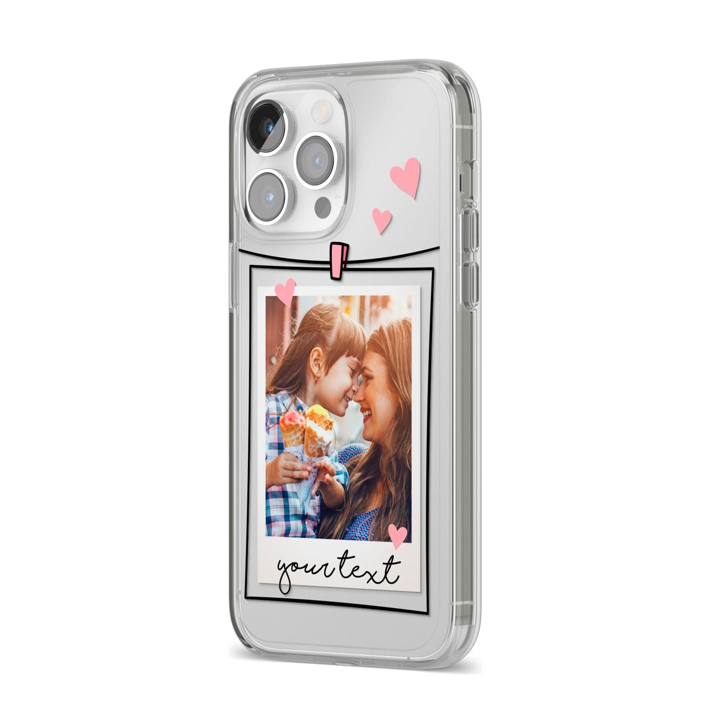 Mother s Day Photo iPhone 14 Pro Max Clear Tough Case Silver Angled Image