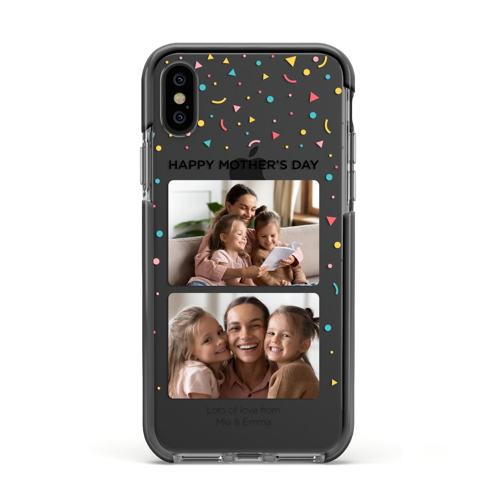 Mothers Day Confetti Photos with Names Apple iPhone Xs Impact Case Black Edge on Black Phone