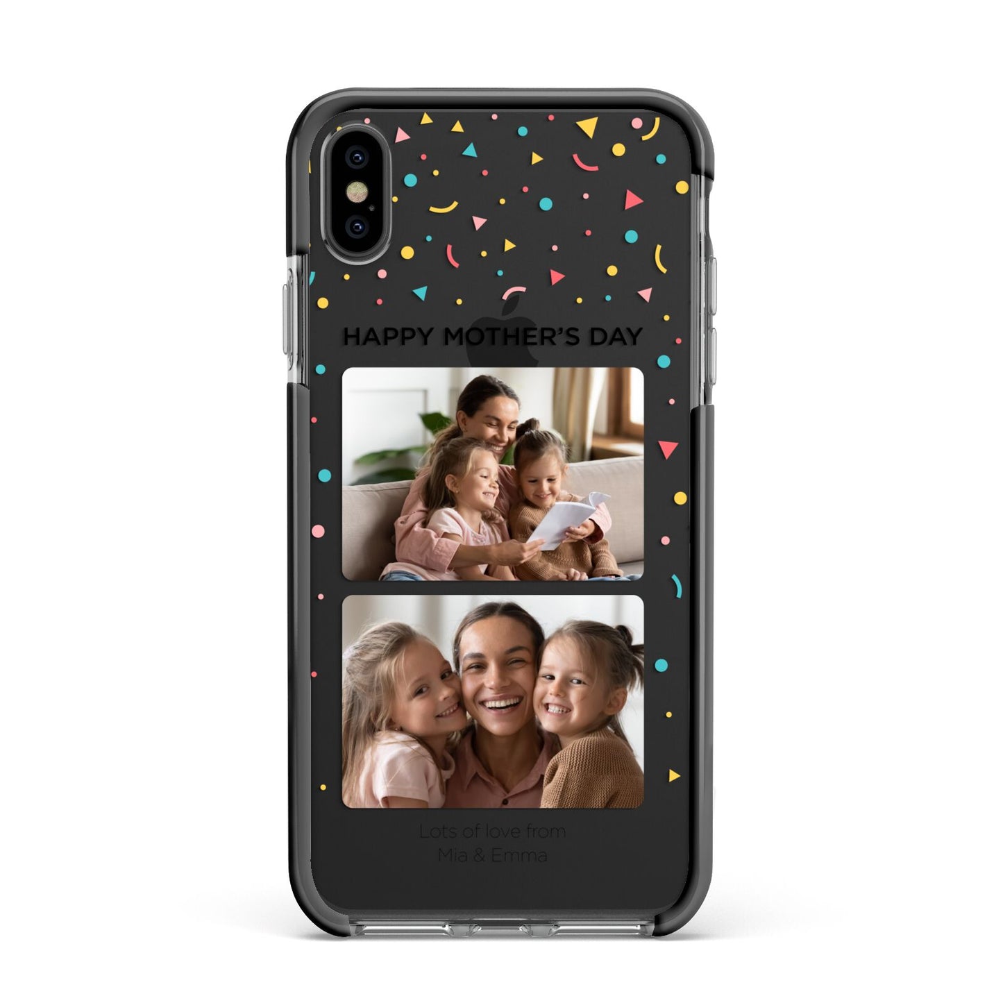 Mothers Day Confetti Photos with Names Apple iPhone Xs Max Impact Case Black Edge on Black Phone