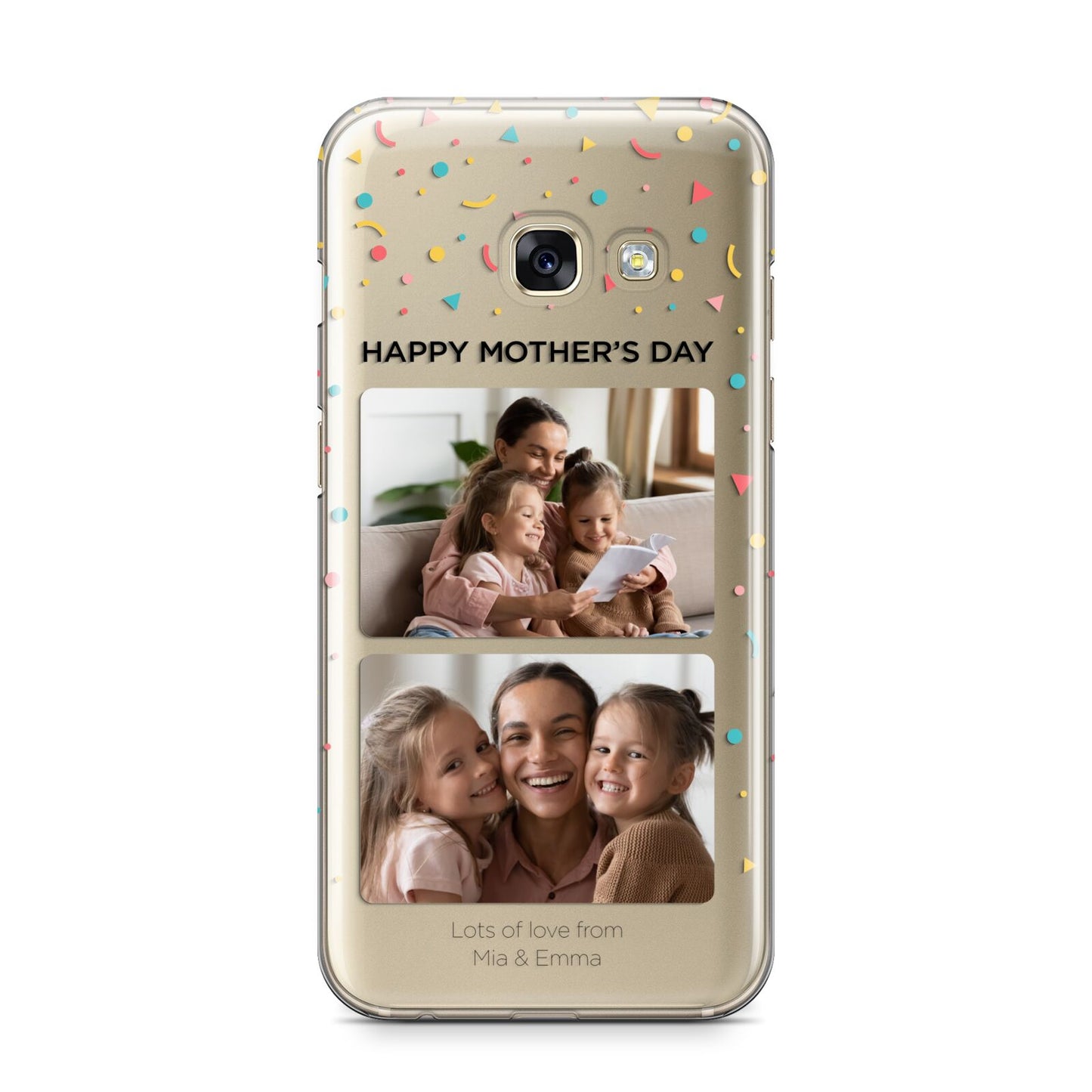 Mothers Day Confetti Photos with Names Samsung Galaxy A3 2017 Case on gold phone