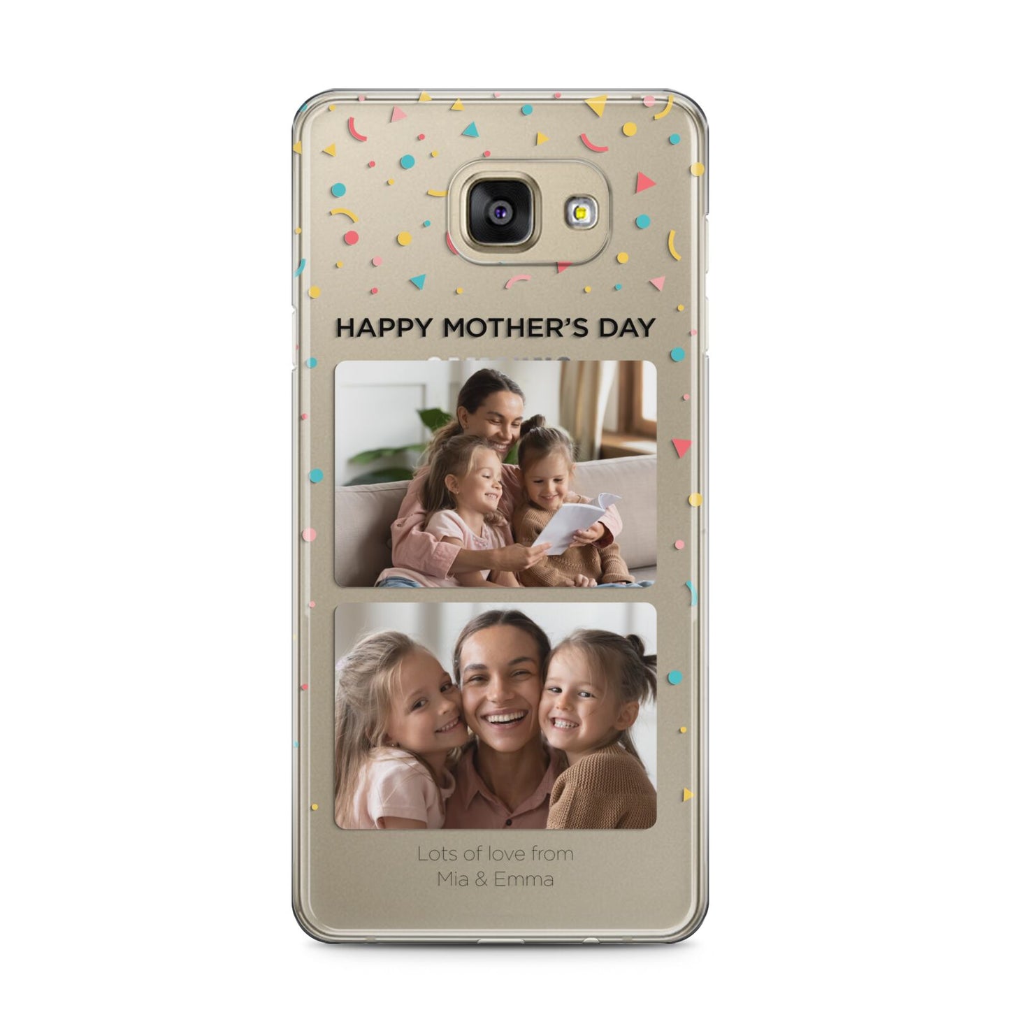 Mothers Day Confetti Photos with Names Samsung Galaxy A5 2016 Case on gold phone