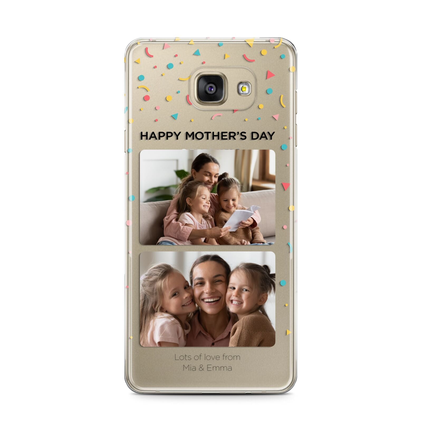 Mothers Day Confetti Photos with Names Samsung Galaxy A7 2016 Case on gold phone