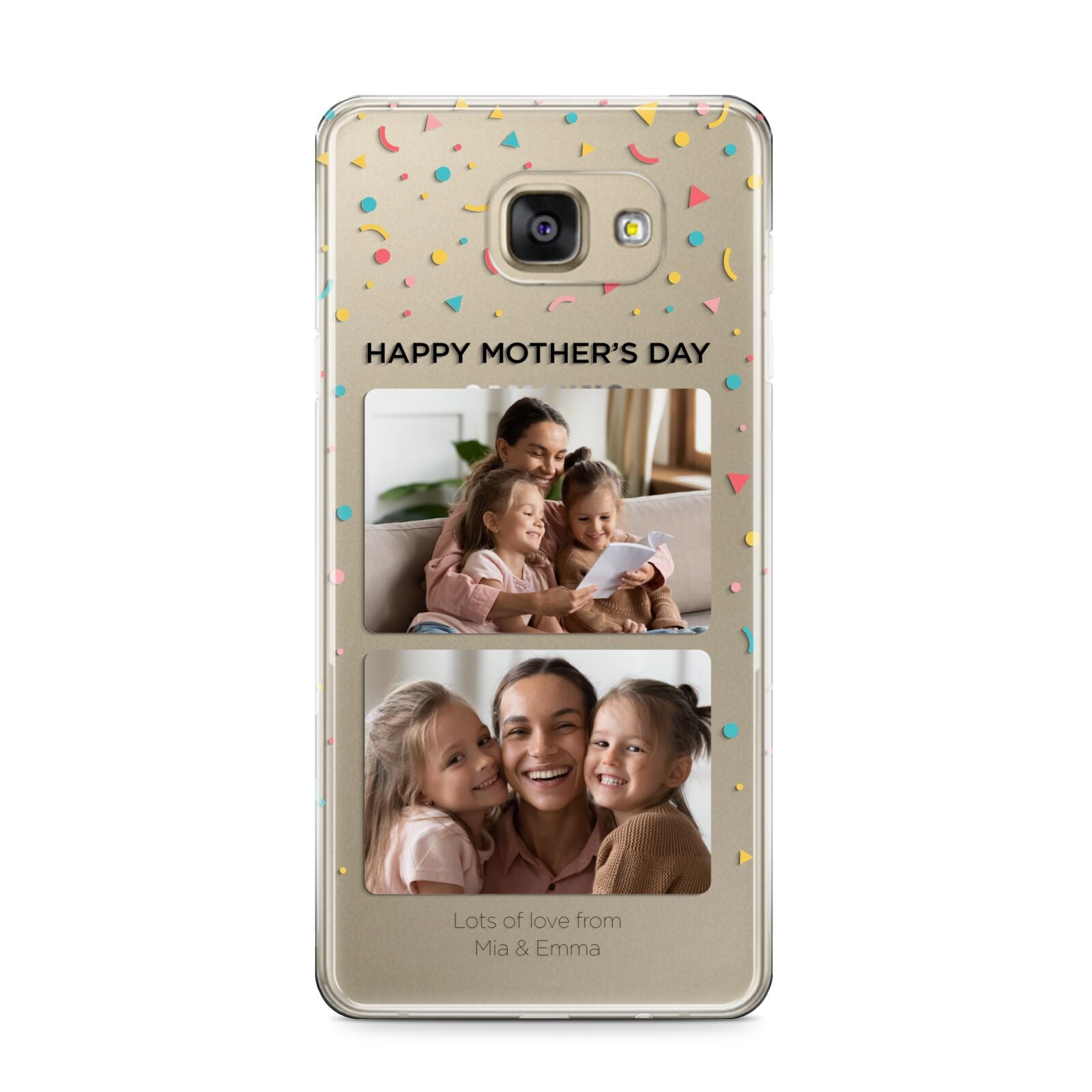 Mothers Day Confetti Photos with Names Samsung Galaxy A9 2016 Case on gold phone