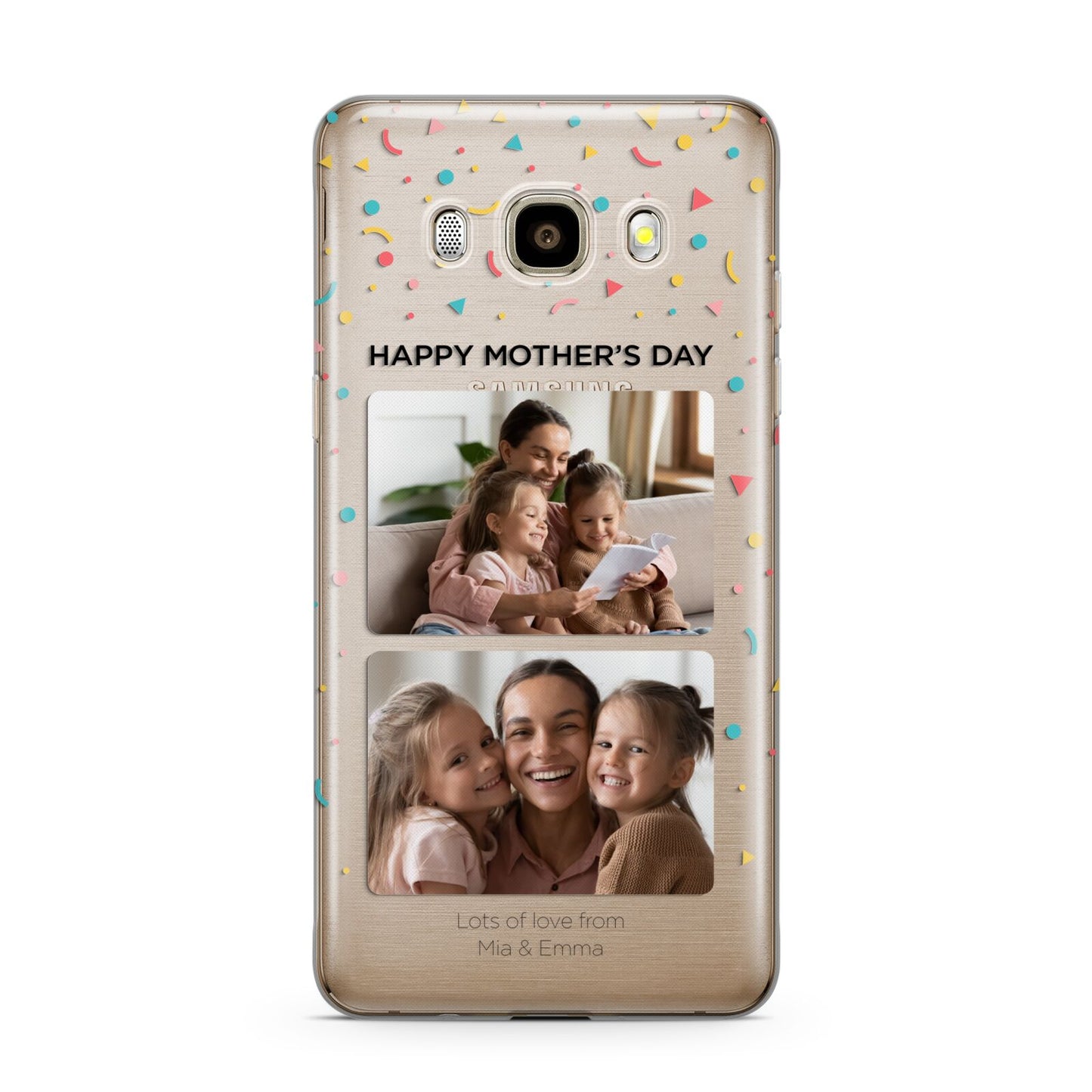 Mothers Day Confetti Photos with Names Samsung Galaxy J7 2016 Case on gold phone