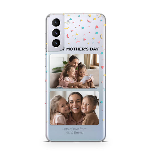 Mothers Day Confetti Photos with Names Samsung S21 Plus Phone Case