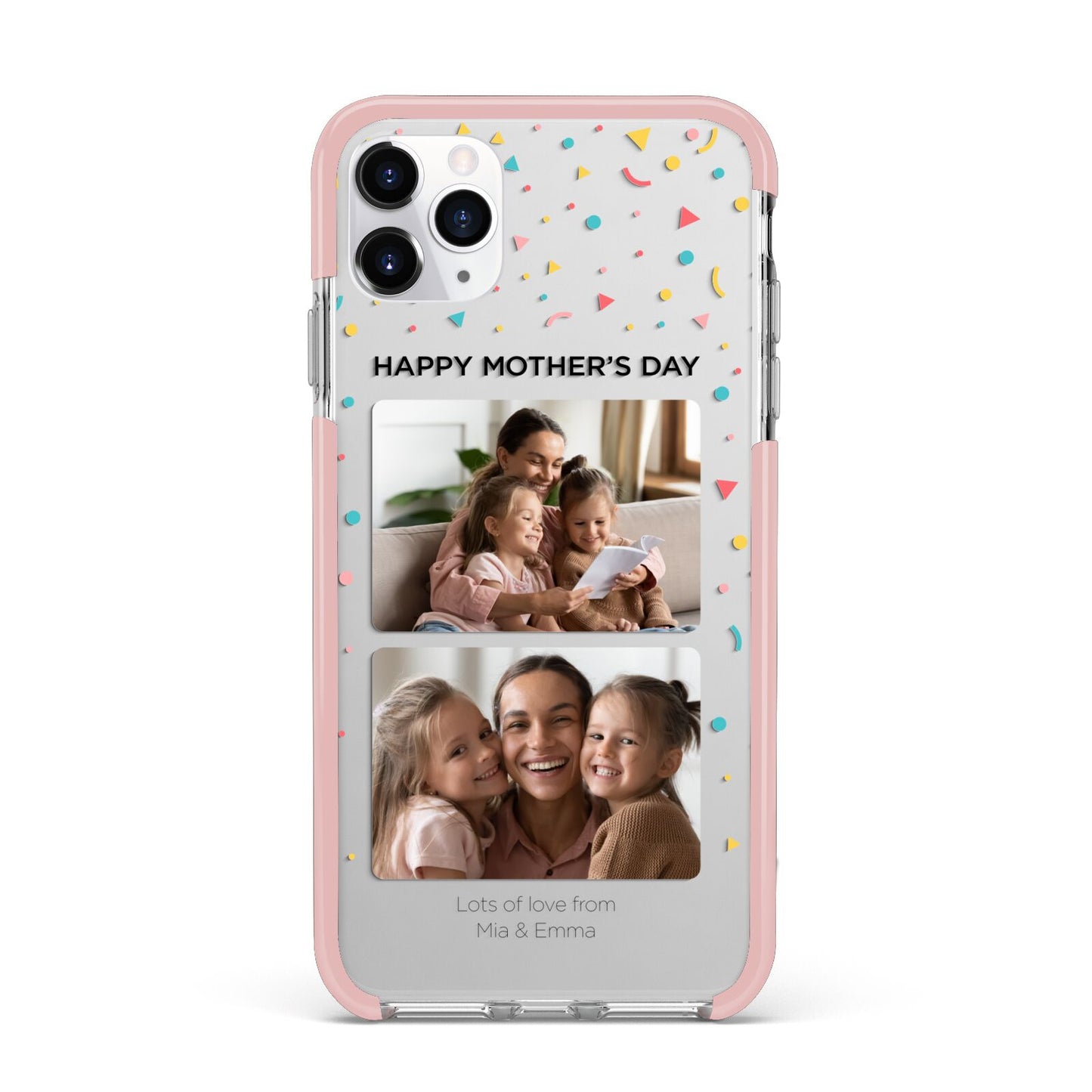 Mothers Day Confetti Photos with Names iPhone 11 Pro Max Impact Pink Edge Case