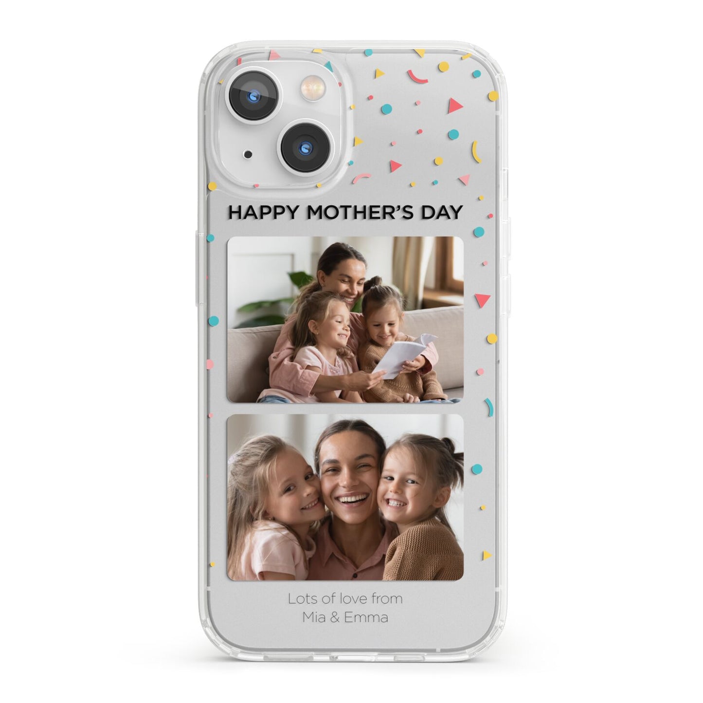 Mothers Day Confetti Photos with Names iPhone 13 Clear Bumper Case