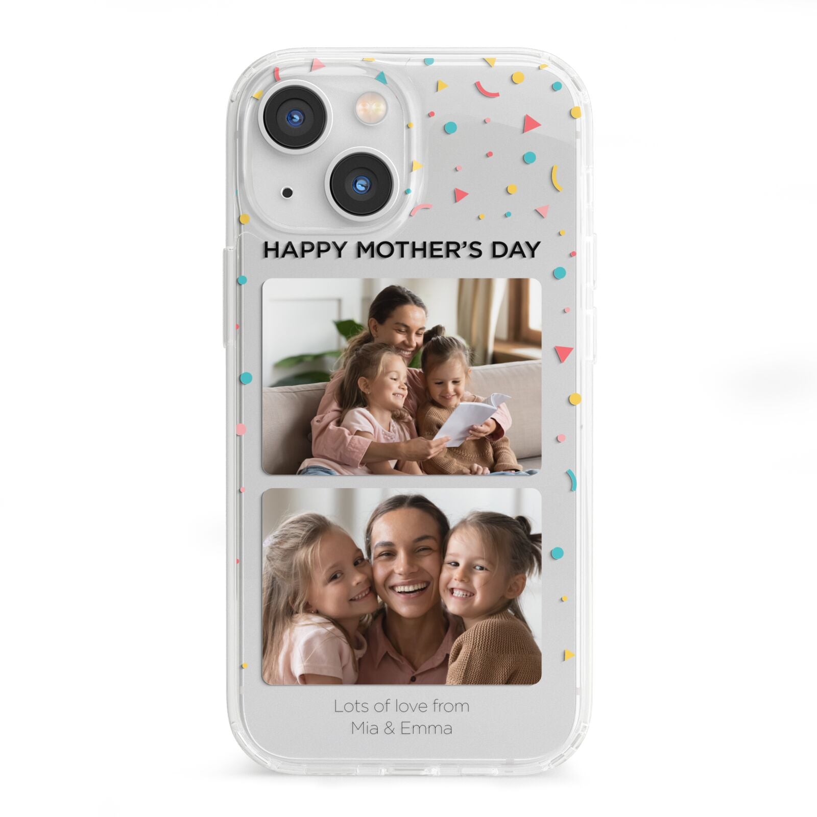 Mothers Day Confetti Photos with Names iPhone 13 Mini Clear Bumper Case