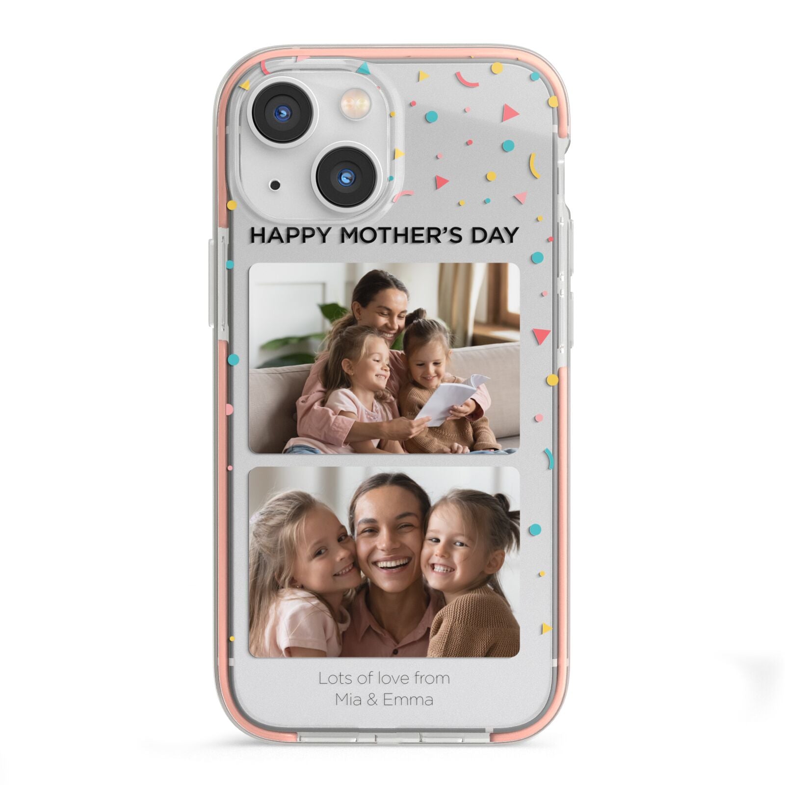 Mothers Day Confetti Photos with Names iPhone 13 Mini TPU Impact Case with Pink Edges