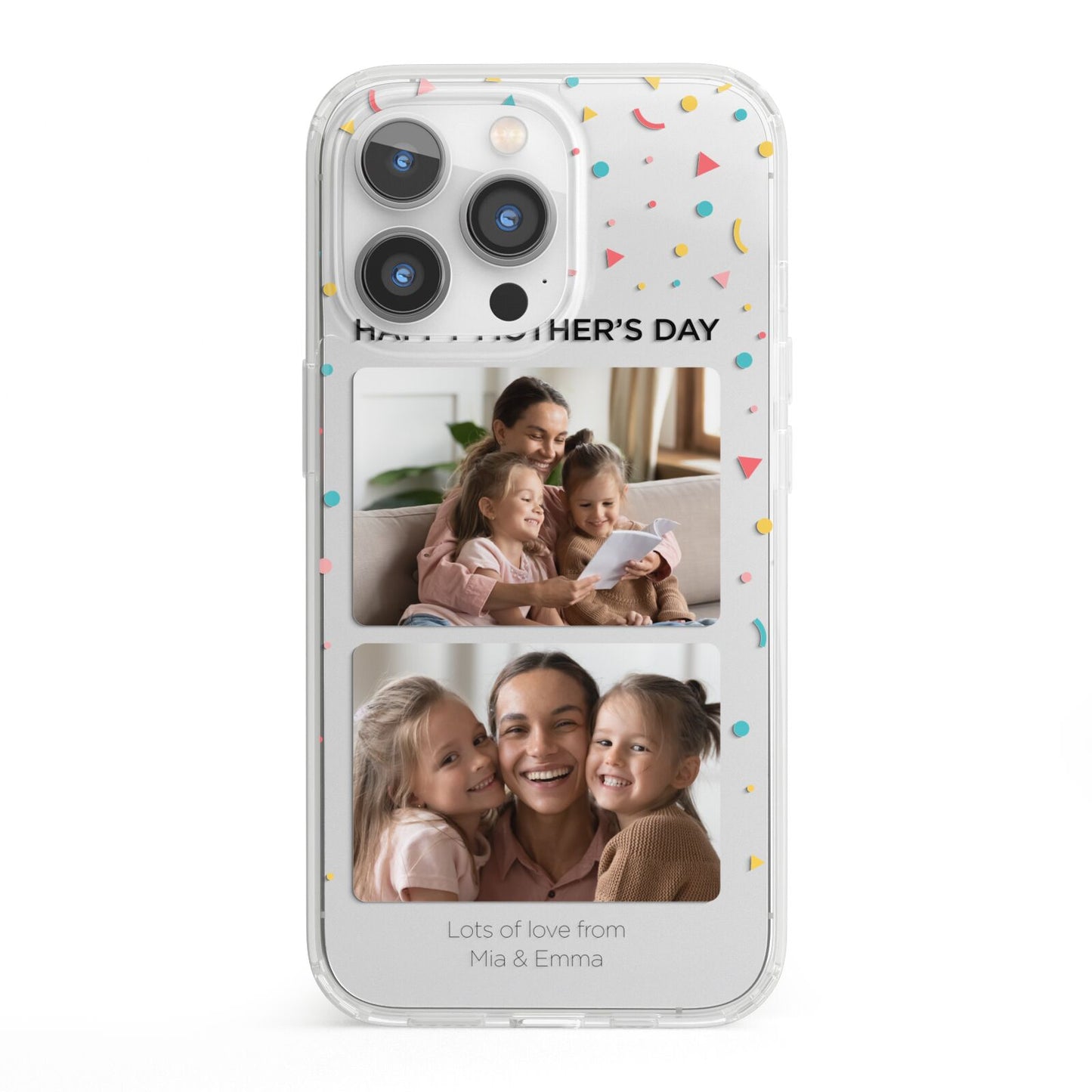 Mothers Day Confetti Photos with Names iPhone 13 Pro Clear Bumper Case