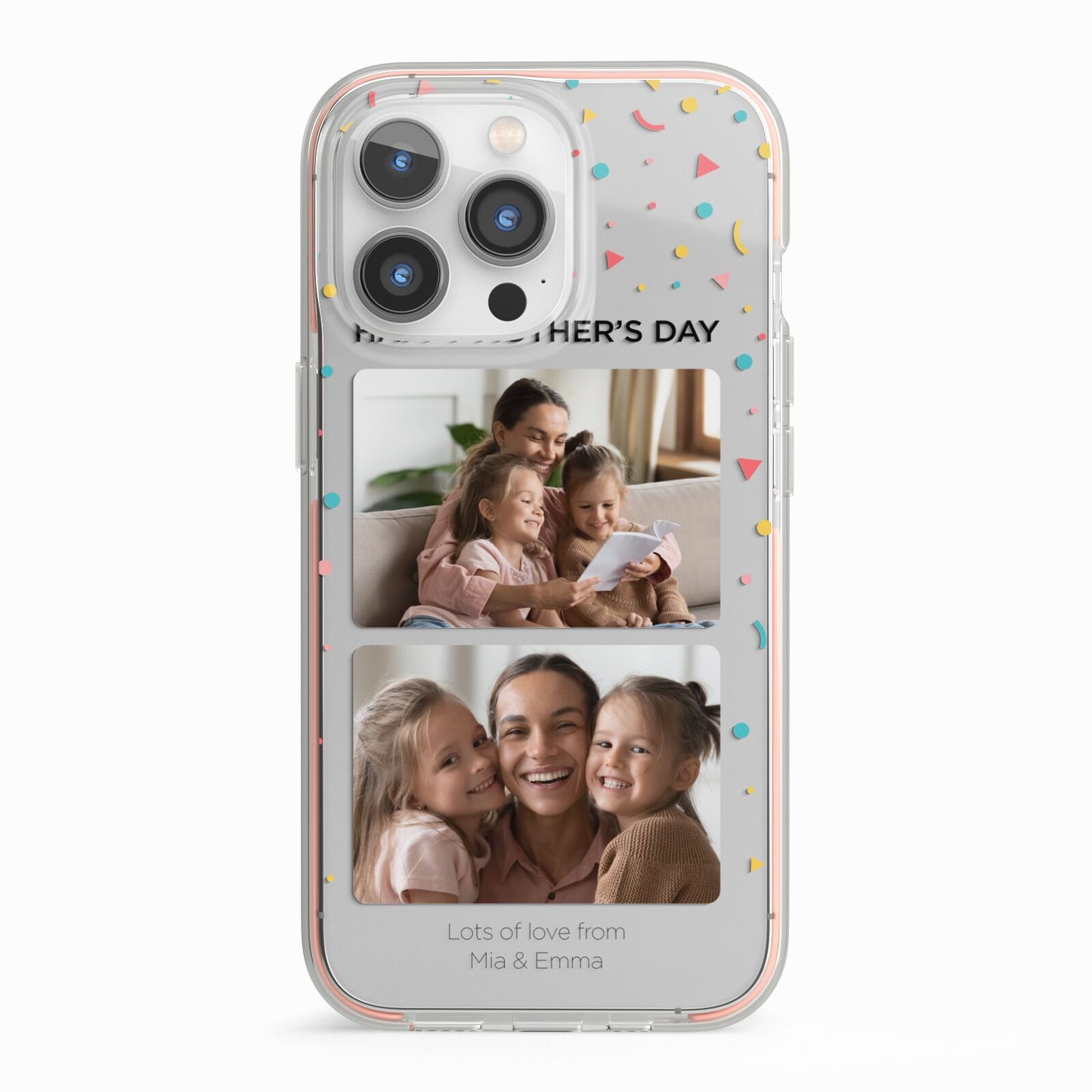 Mothers Day Confetti Photos with Names iPhone 13 Pro TPU Impact Case with Pink Edges