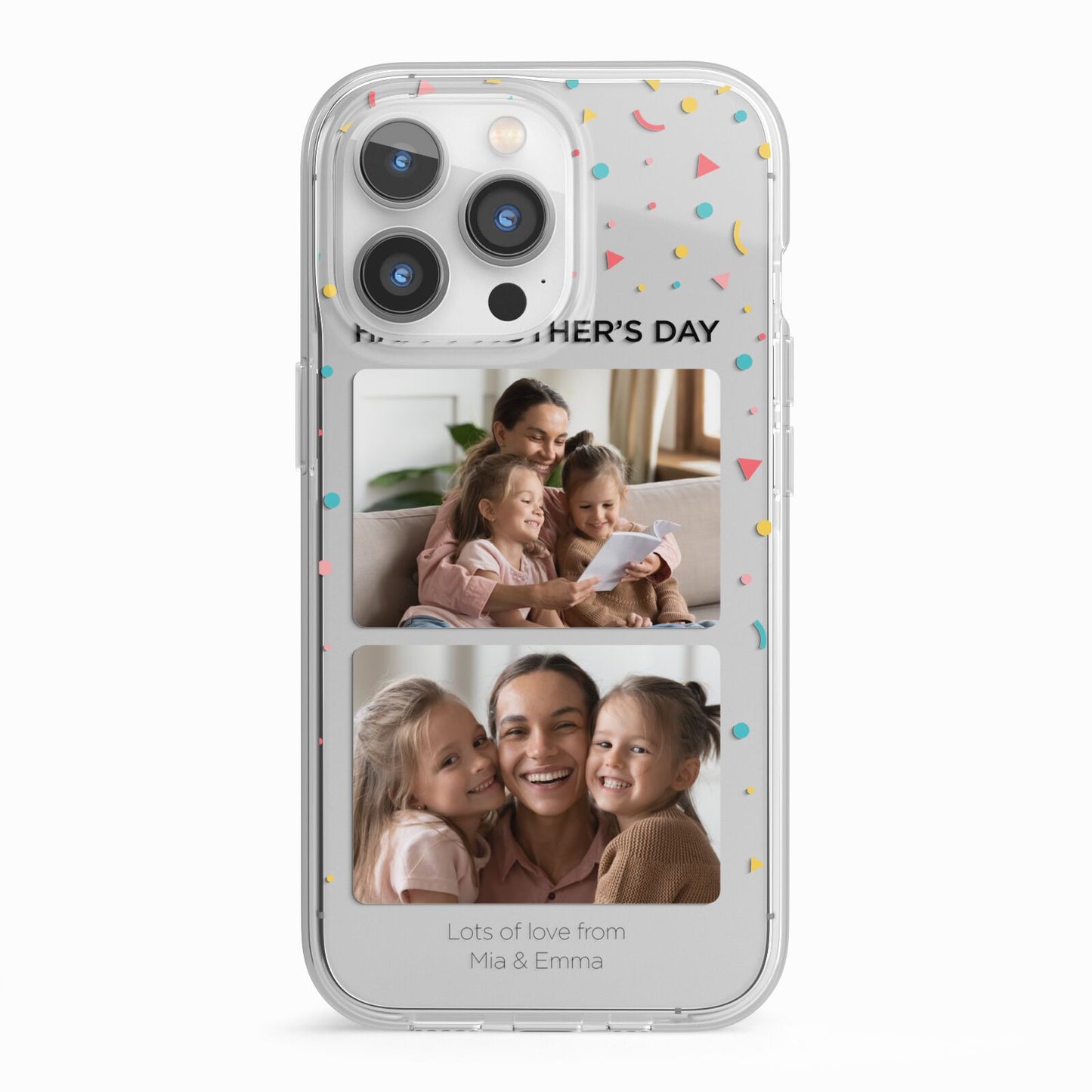 Mothers Day Confetti Photos with Names iPhone 13 Pro TPU Impact Case with White Edges