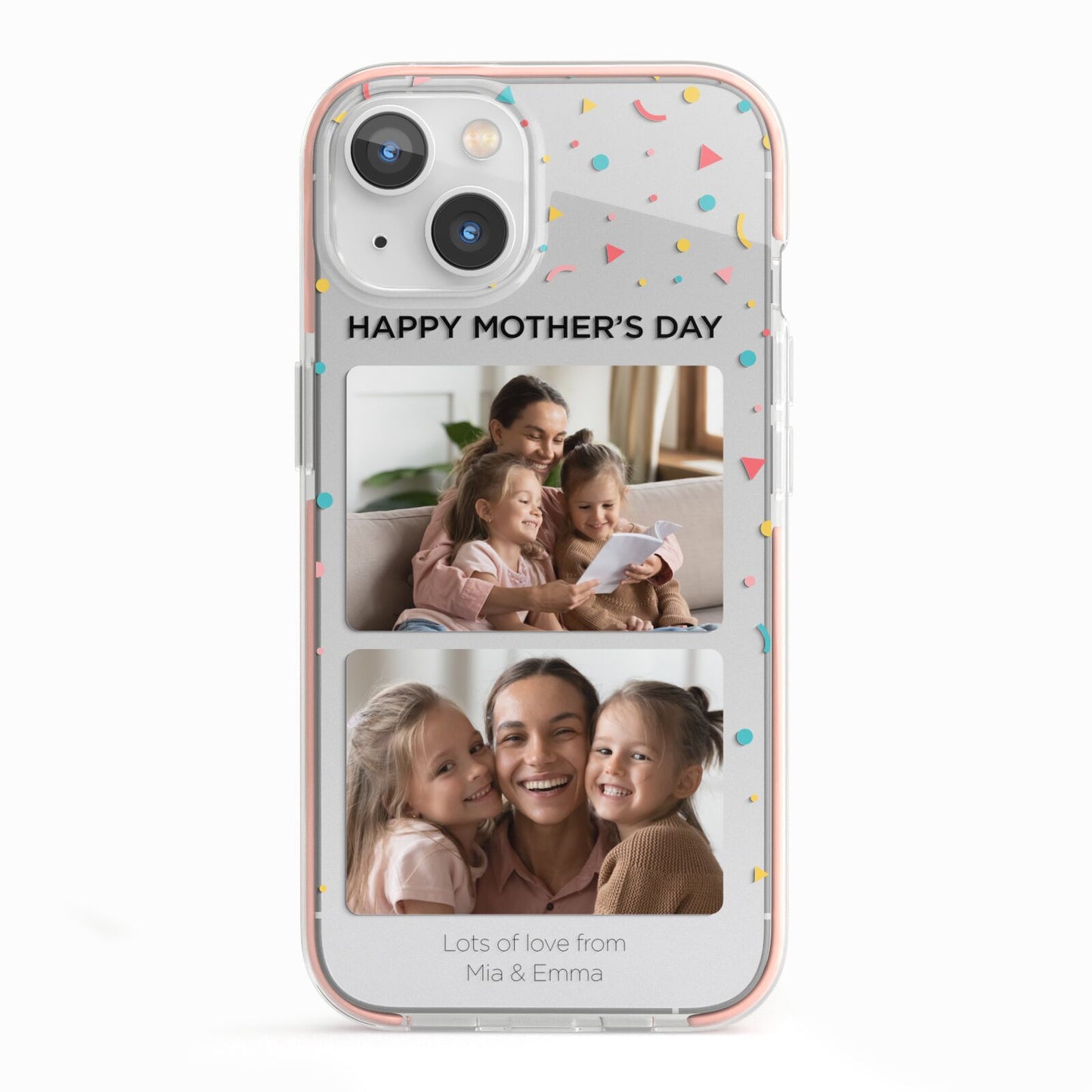 Mothers Day Confetti Photos with Names iPhone 13 TPU Impact Case with Pink Edges