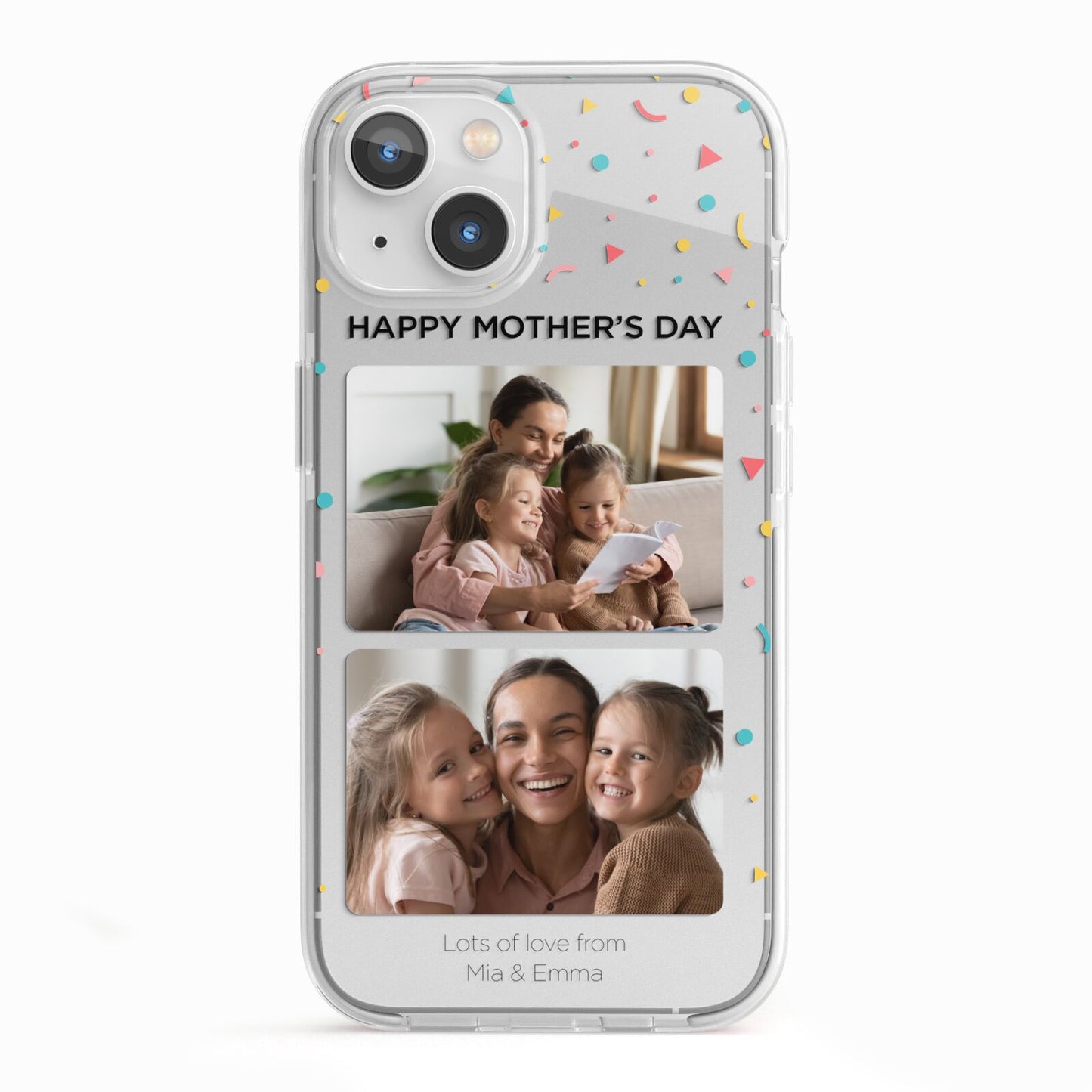 Mothers Day Confetti Photos with Names iPhone 13 TPU Impact Case with White Edges