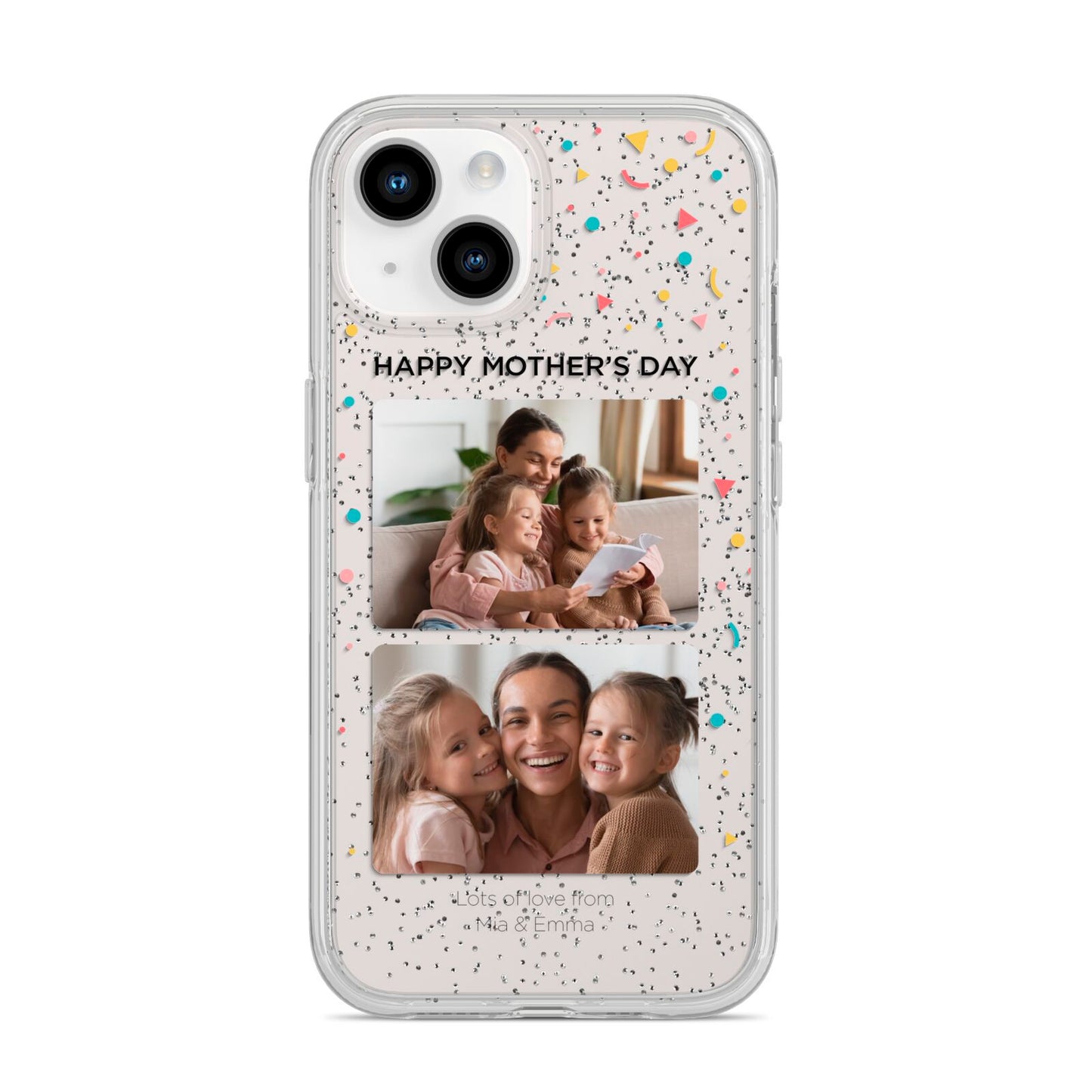 Mothers Day Confetti Photos with Names iPhone 14 Glitter Tough Case Starlight