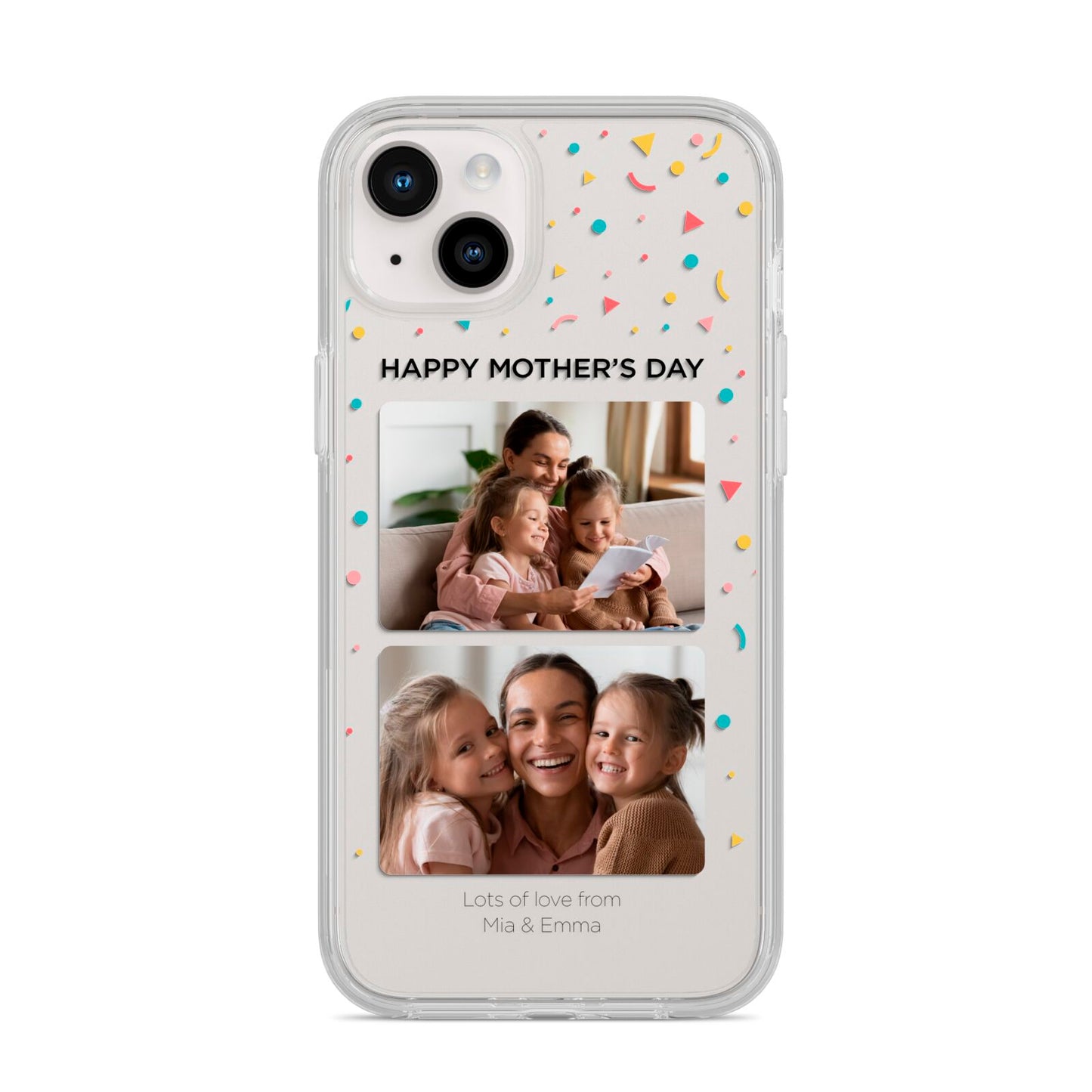 Mothers Day Confetti Photos with Names iPhone 14 Plus Clear Tough Case Starlight