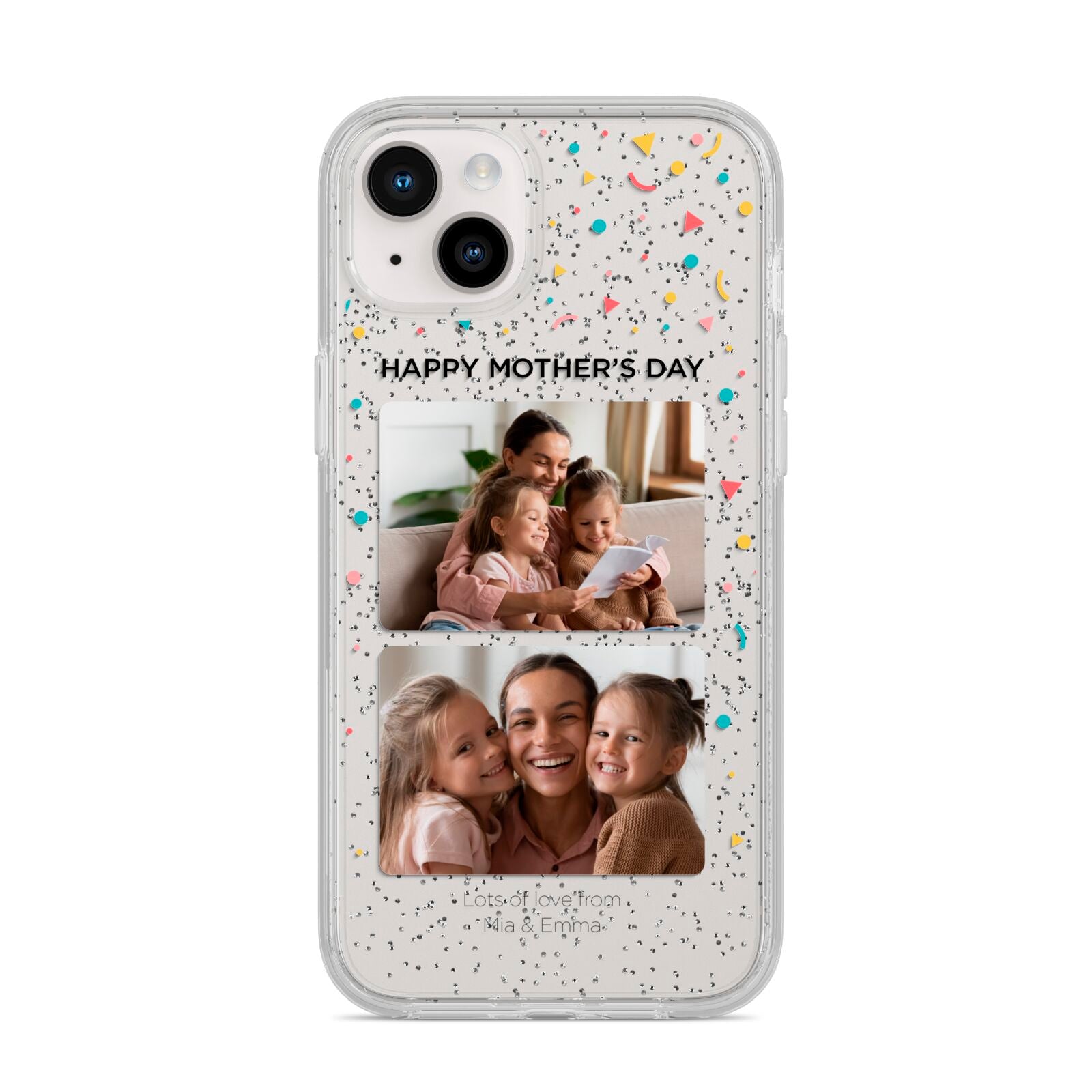 Mothers Day Confetti Photos with Names iPhone 14 Plus Glitter Tough Case Starlight