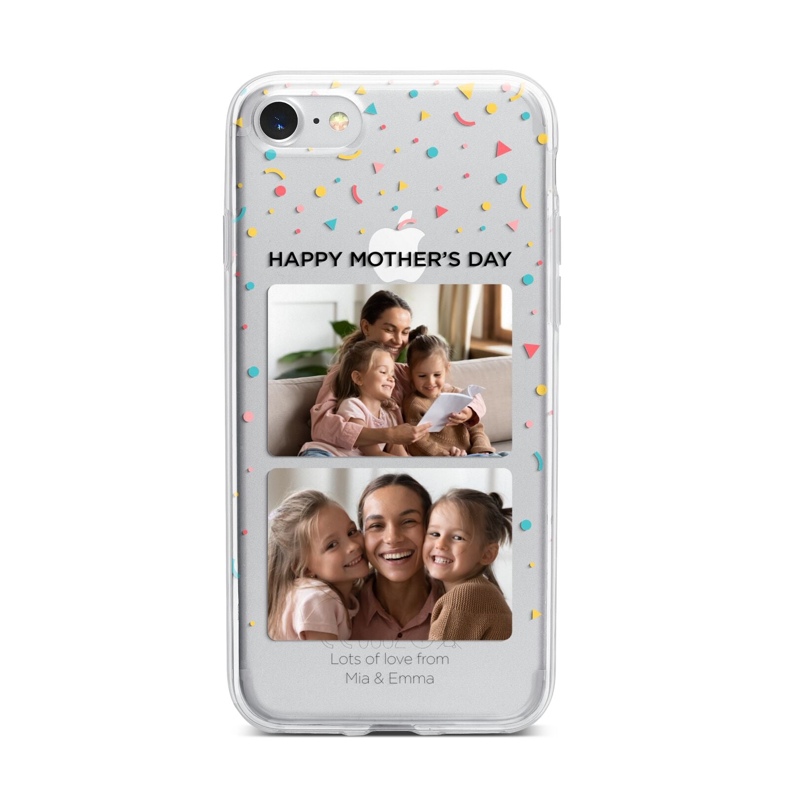 Mothers Day Confetti Photos with Names iPhone 7 Bumper Case on Silver iPhone