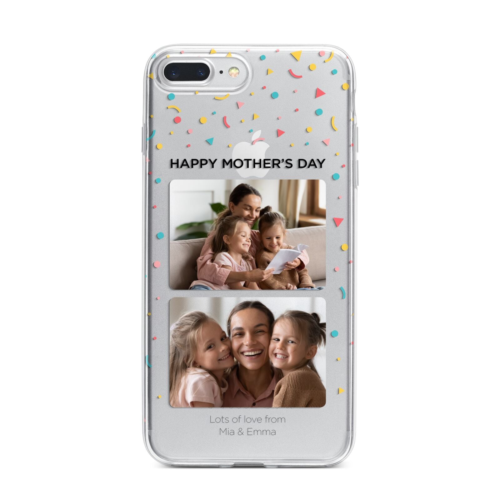 Mothers Day Confetti Photos with Names iPhone 7 Plus Bumper Case on Silver iPhone