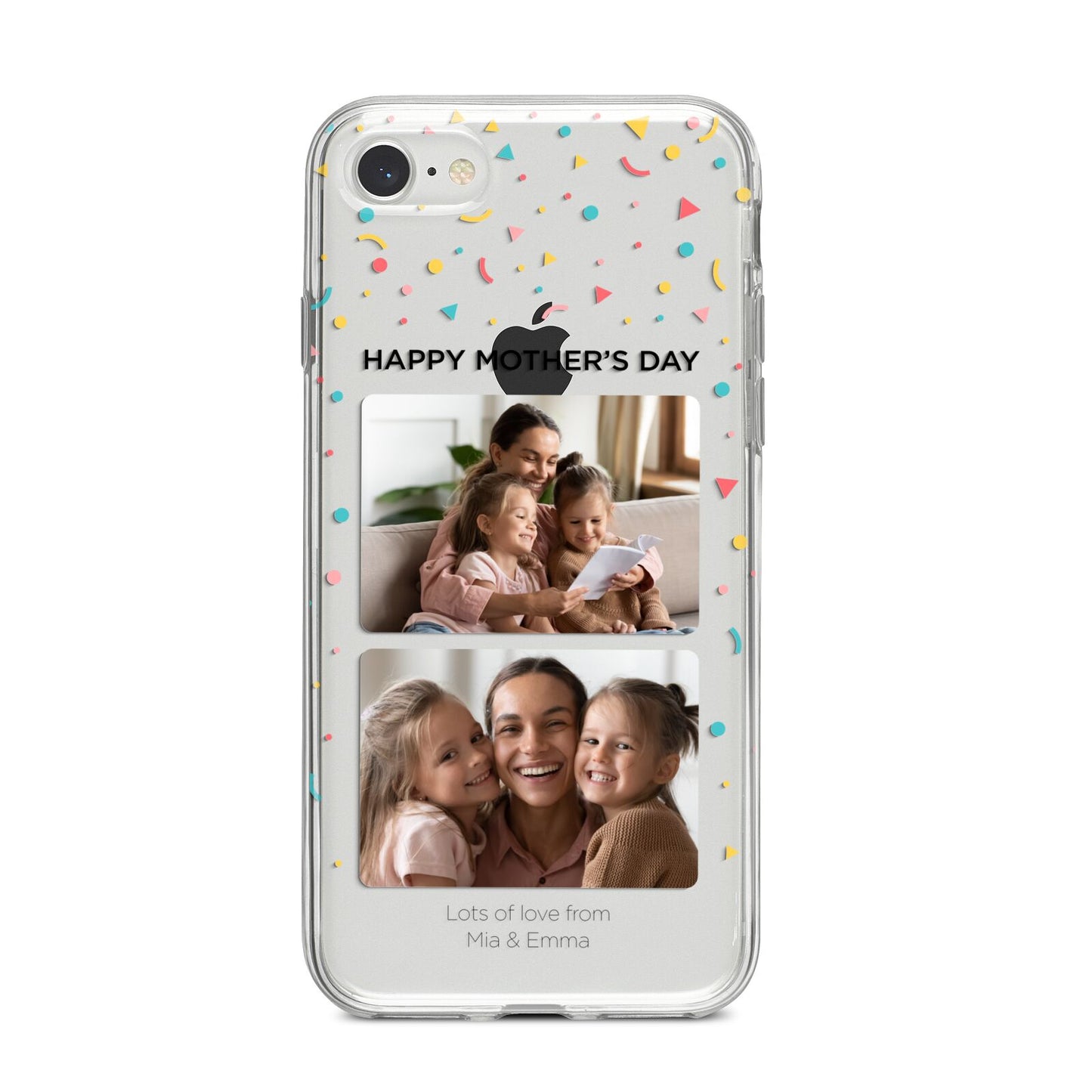 Mothers Day Confetti Photos with Names iPhone 8 Bumper Case on Silver iPhone