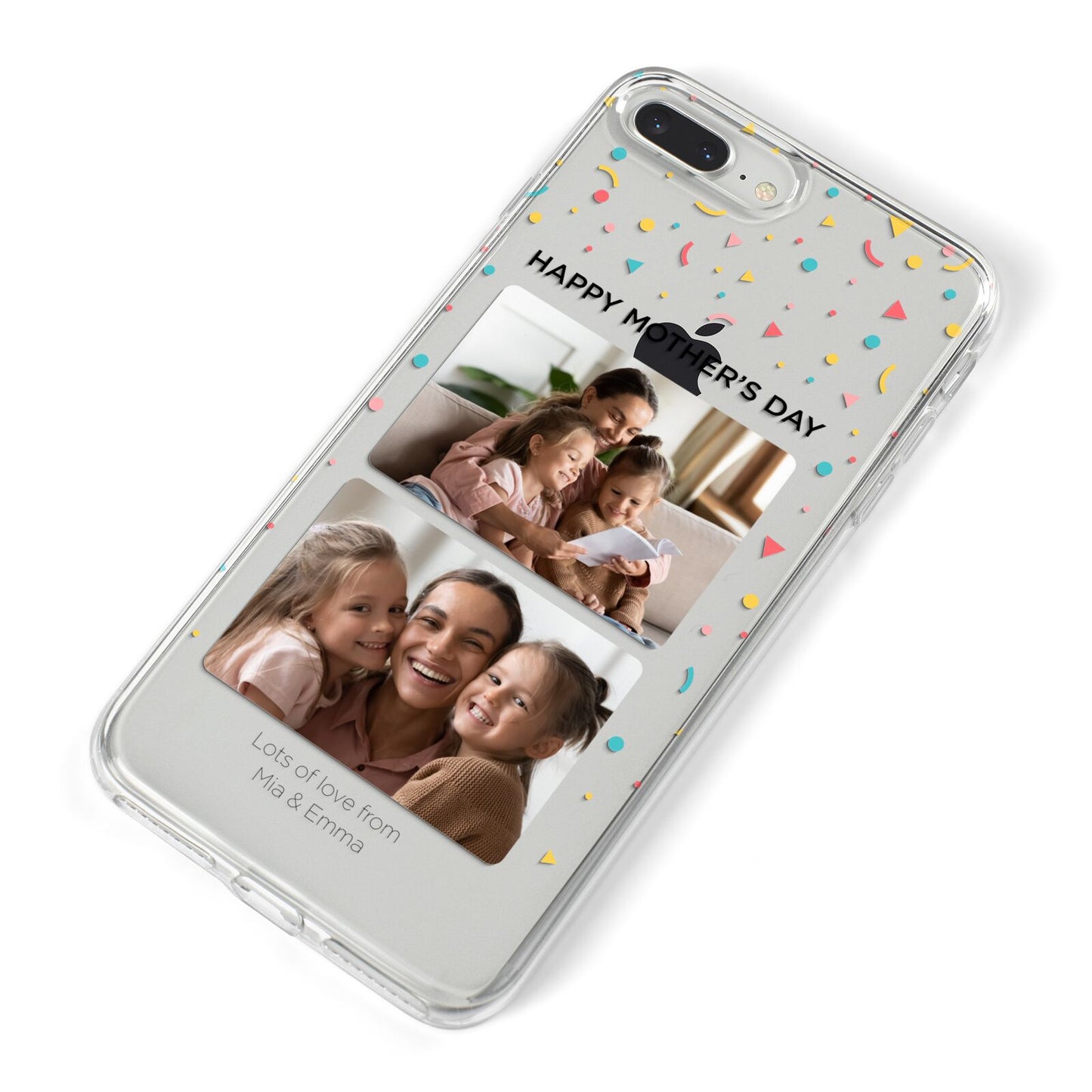 Mothers Day Confetti Photos with Names iPhone 8 Plus Bumper Case on Silver iPhone Alternative Image