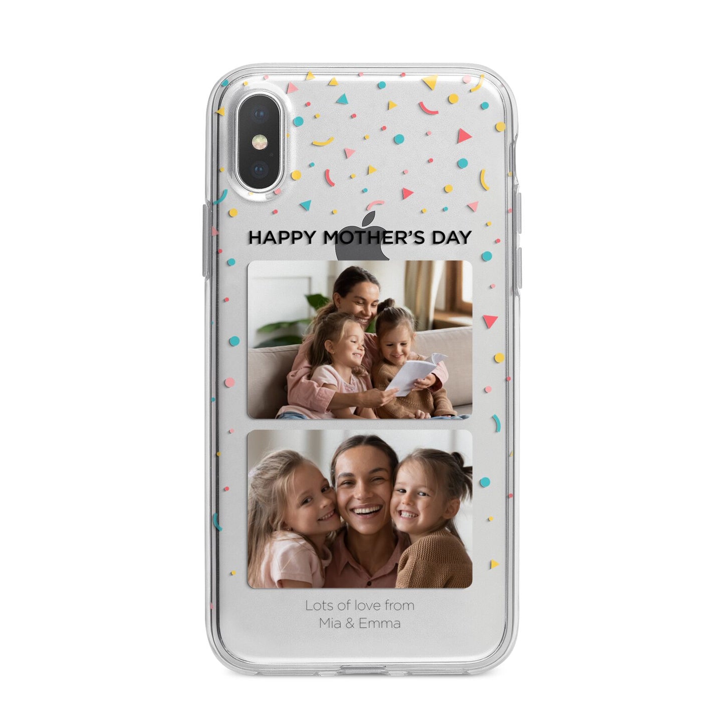 Mothers Day Confetti Photos with Names iPhone X Bumper Case on Silver iPhone Alternative Image 1