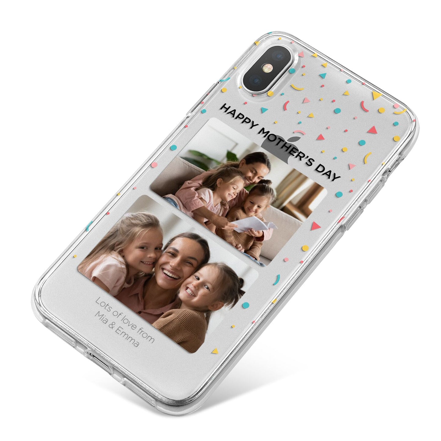 Mothers Day Confetti Photos with Names iPhone X Bumper Case on Silver iPhone