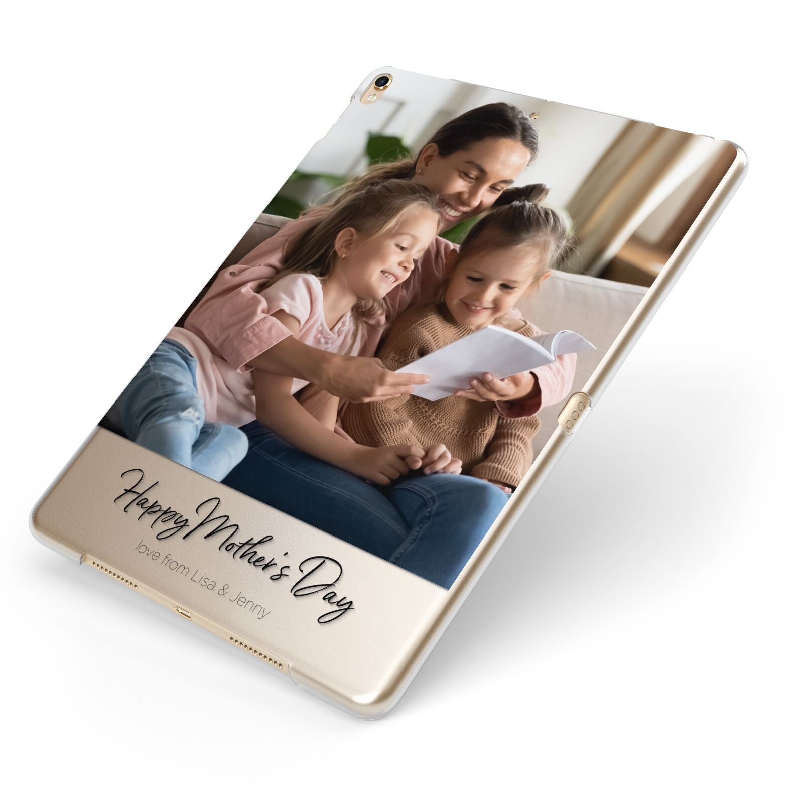 Mothers Day Family Photo Apple iPad Case on Gold iPad Side View