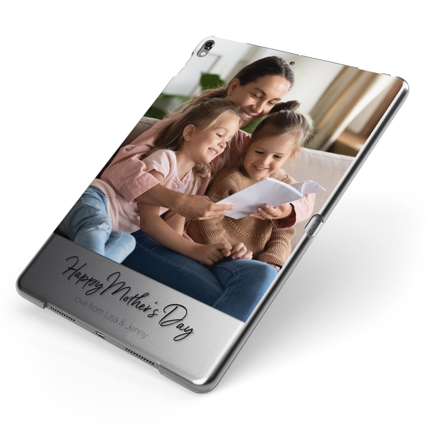 Mothers Day Family Photo Apple iPad Case on Grey iPad Side View