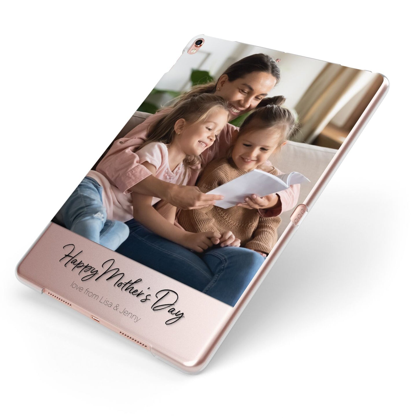 Mothers Day Family Photo Apple iPad Case on Rose Gold iPad Side View