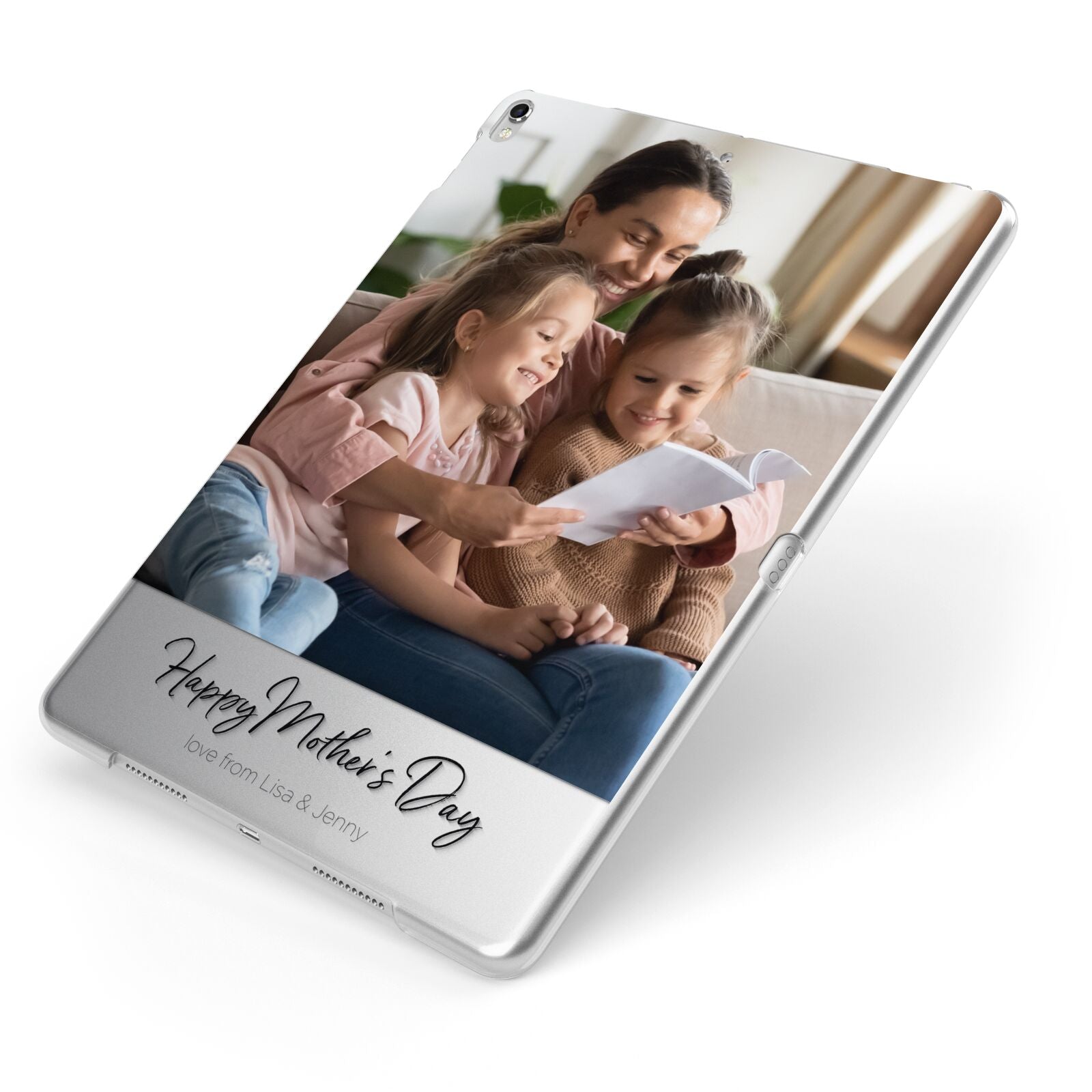 Mothers Day Family Photo Apple iPad Case on Silver iPad Side View