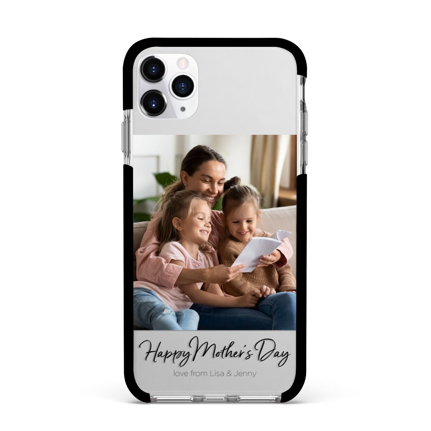 Mothers Day Family Photo Apple iPhone 11 Pro Max in Silver with Black Impact Case