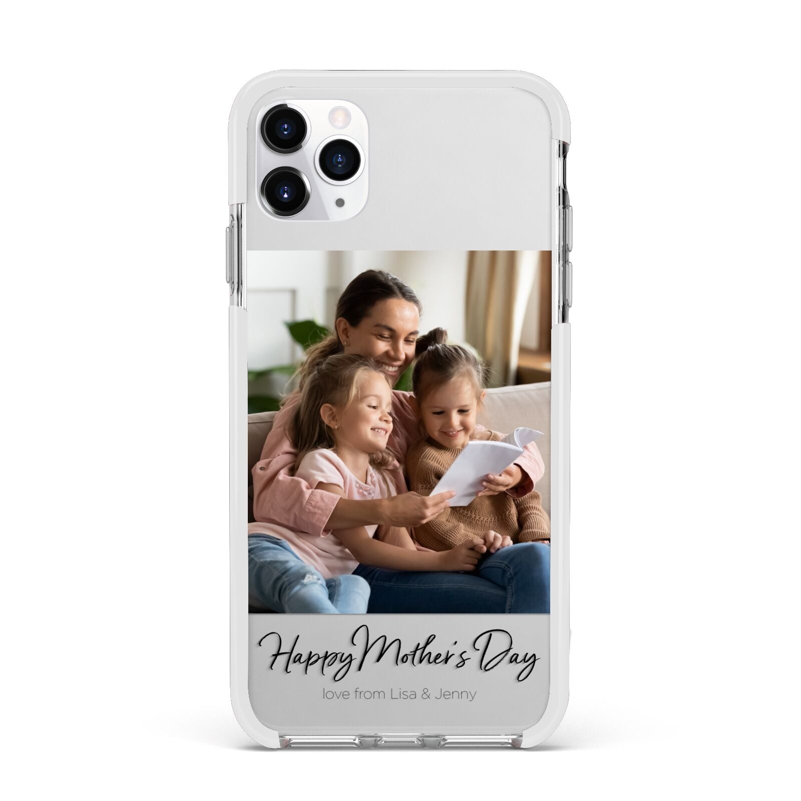 Mothers Day Family Photo Apple iPhone 11 Pro Max in Silver with White Impact Case