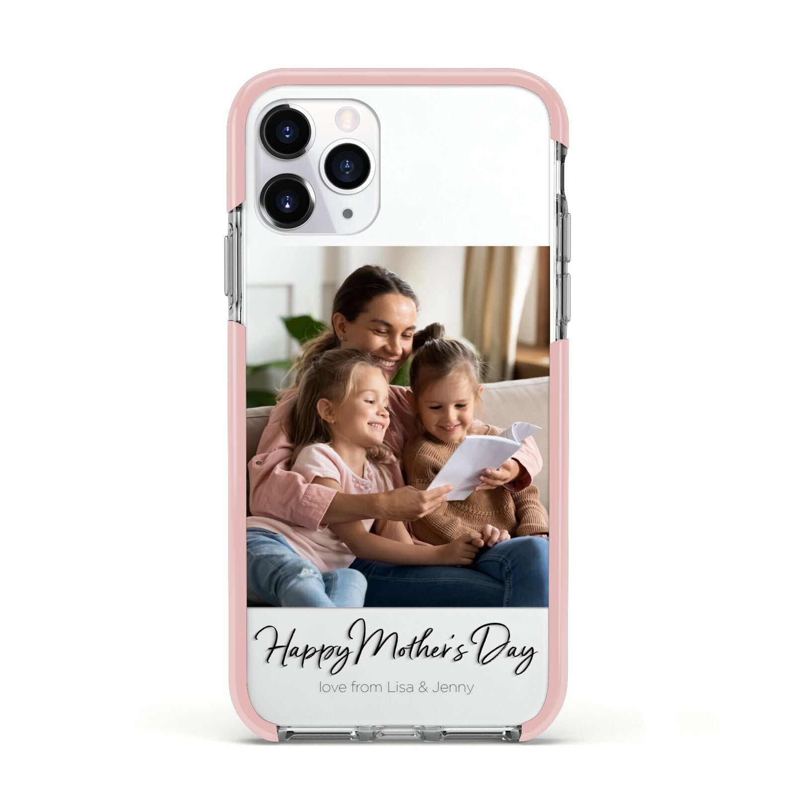 Mothers Day Family Photo Apple iPhone 11 Pro in Silver with Pink Impact Case