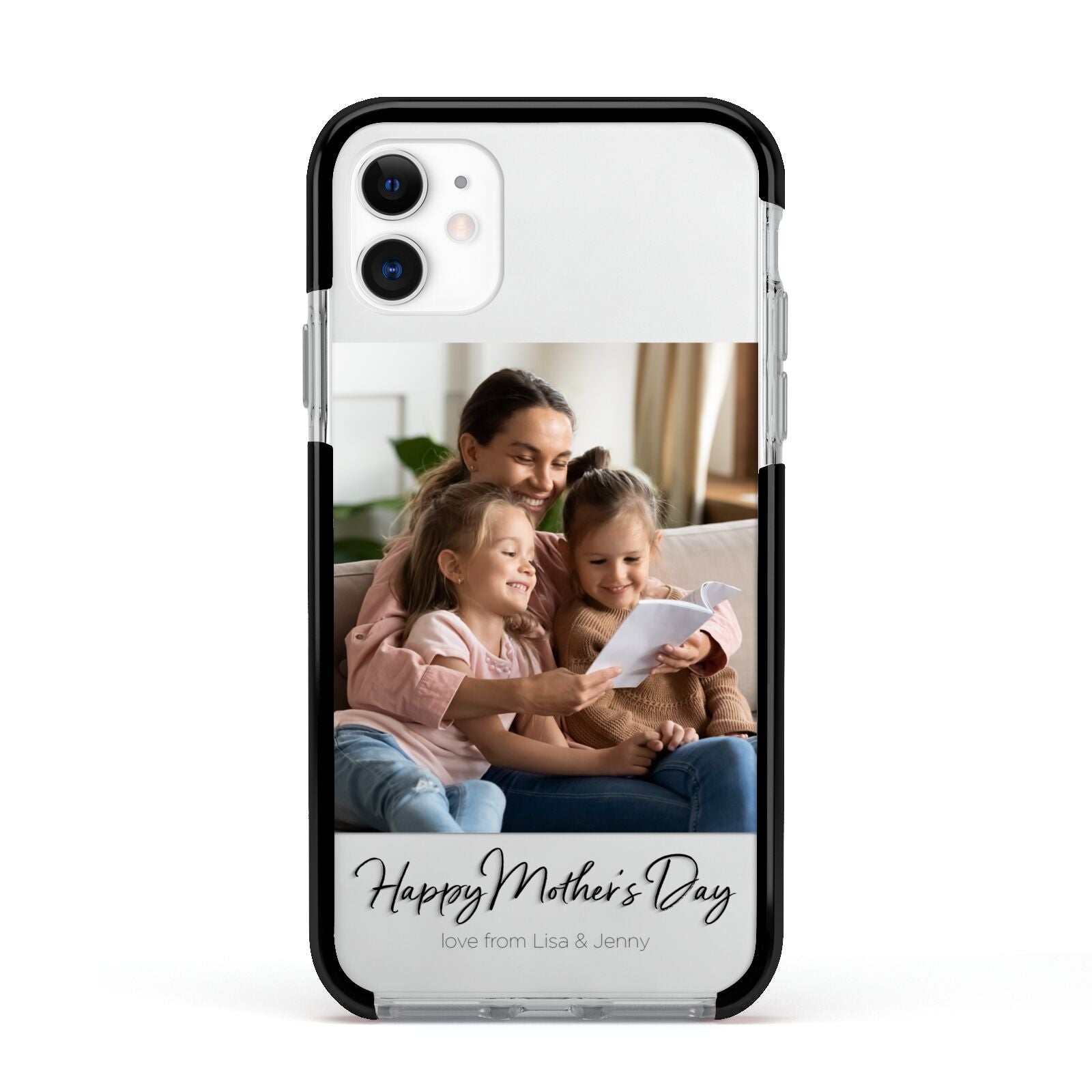 Mothers Day Family Photo Apple iPhone 11 in White with Black Impact Case