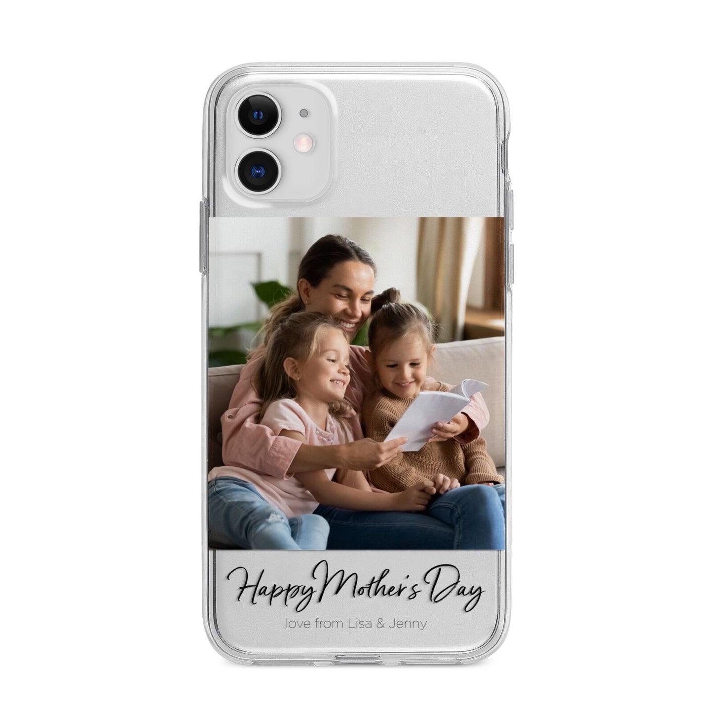 Mothers Day Family Photo Apple iPhone 11 in White with Bumper Case