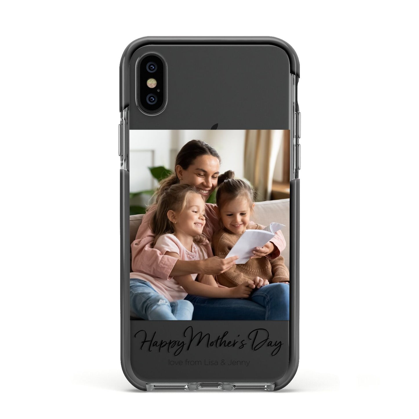 Mothers Day Family Photo Apple iPhone Xs Impact Case Black Edge on Black Phone