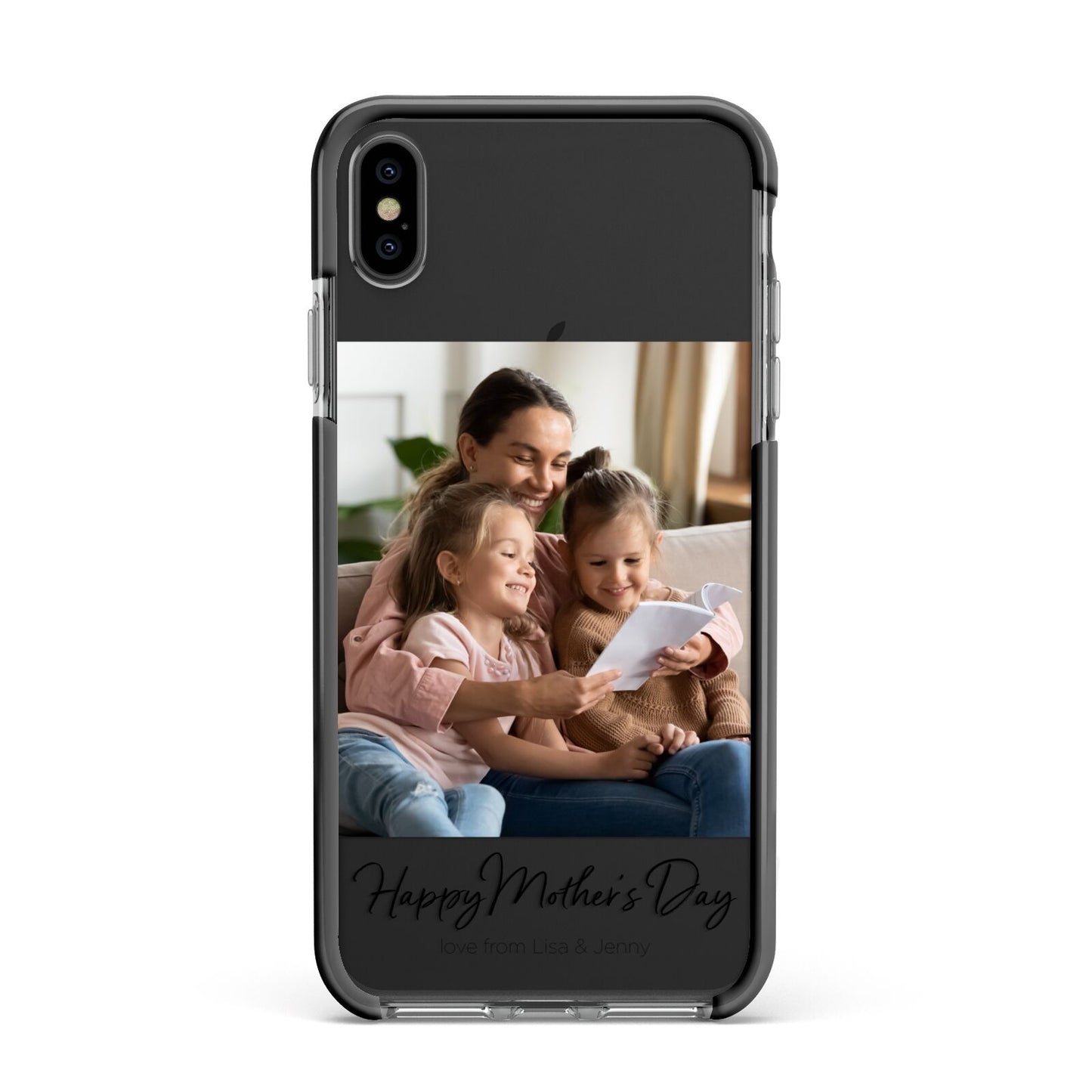 Mothers Day Family Photo Apple iPhone Xs Max Impact Case Black Edge on Black Phone