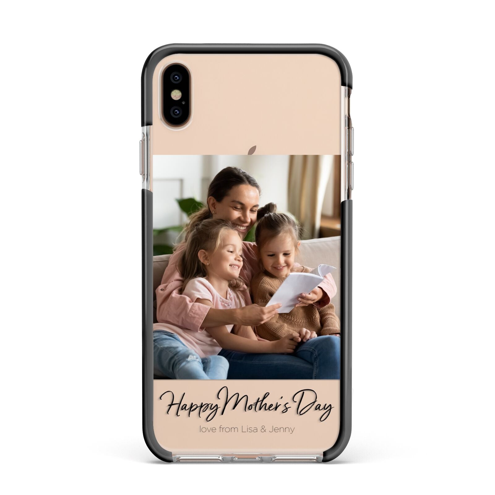 Mothers Day Family Photo Apple iPhone Xs Max Impact Case Black Edge on Gold Phone