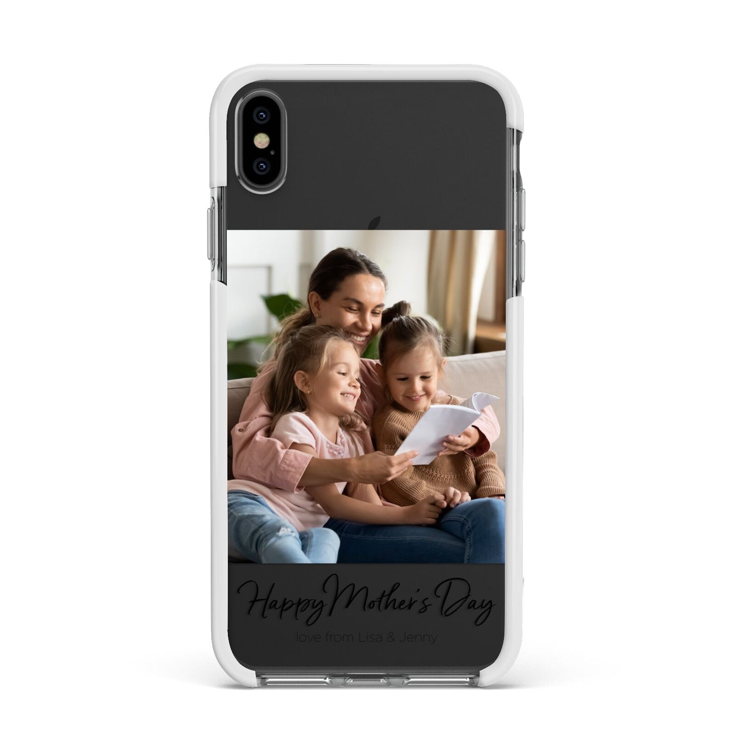 Mothers Day Family Photo Apple iPhone Xs Max Impact Case White Edge on Black Phone