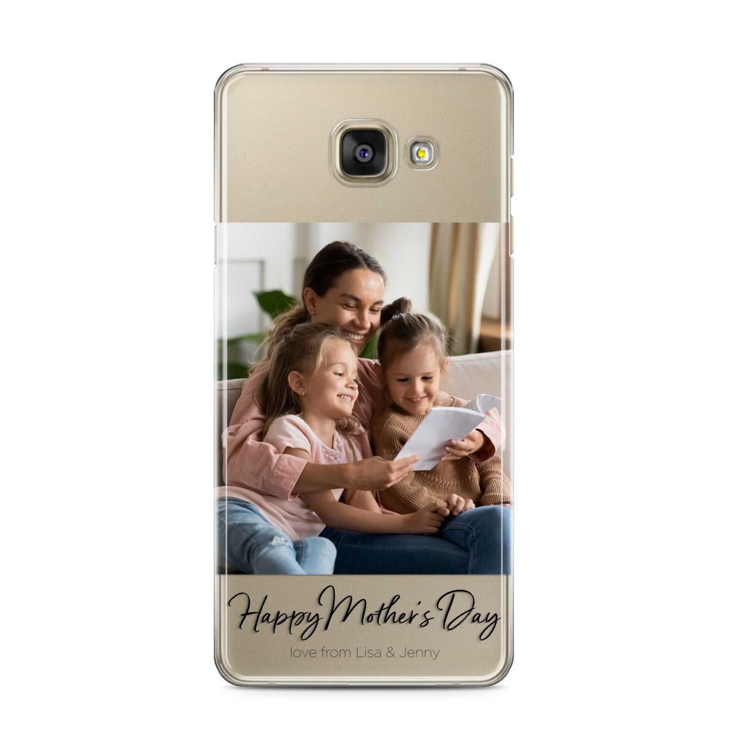 Mothers Day Family Photo Samsung Galaxy A3 2016 Case on gold phone