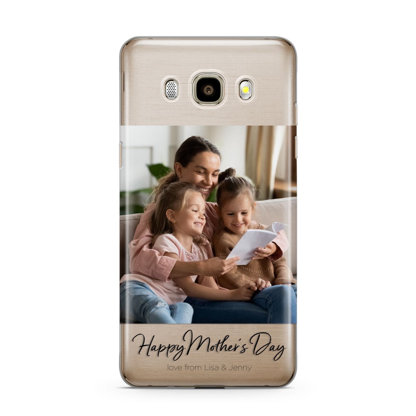 Mothers Day Family Photo Samsung Galaxy J7 2016 Case on gold phone