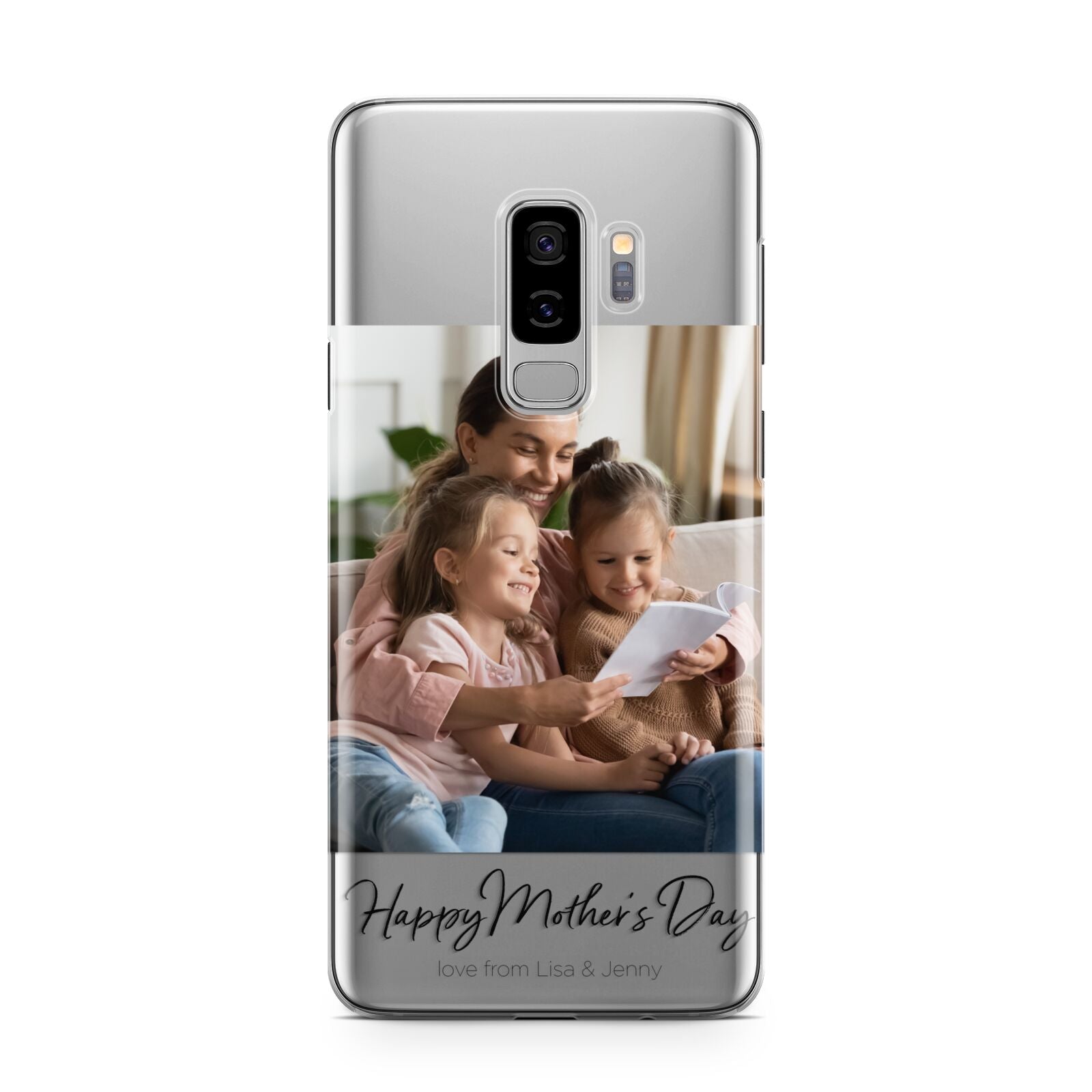 Mothers Day Family Photo Samsung Galaxy S9 Plus Case on Silver phone