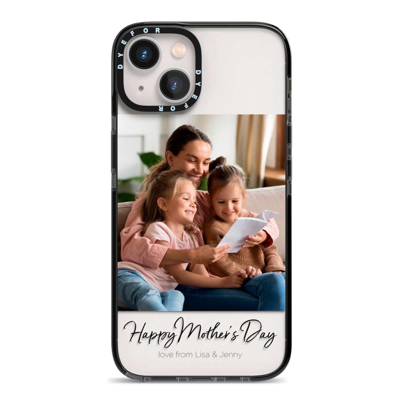 Mothers Day Family Photo iPhone 13 Black Impact Case on Silver phone