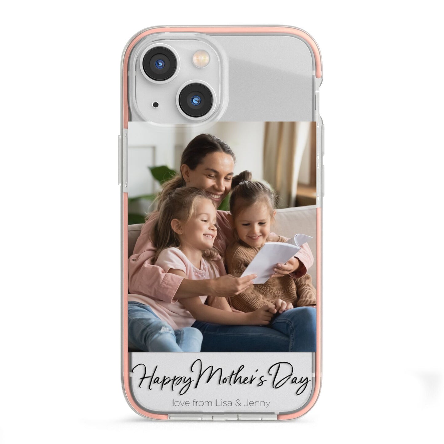 Mothers Day Family Photo iPhone 13 Mini TPU Impact Case with Pink Edges