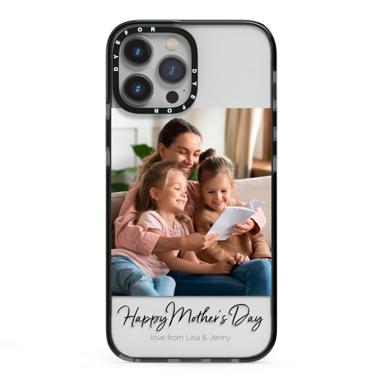 Mothers Day Family Photo iPhone 13 Pro Max Black Impact Case on Silver phone