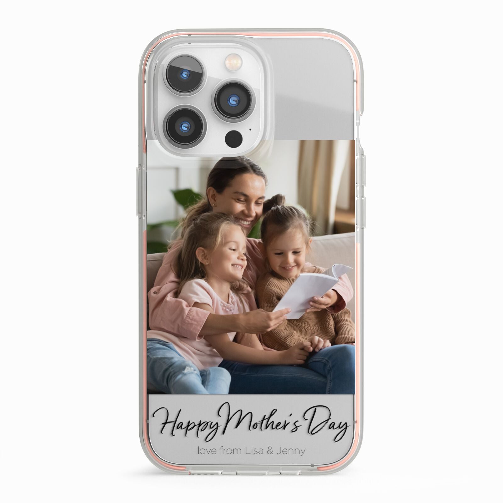 Mothers Day Family Photo iPhone 13 Pro TPU Impact Case with Pink Edges